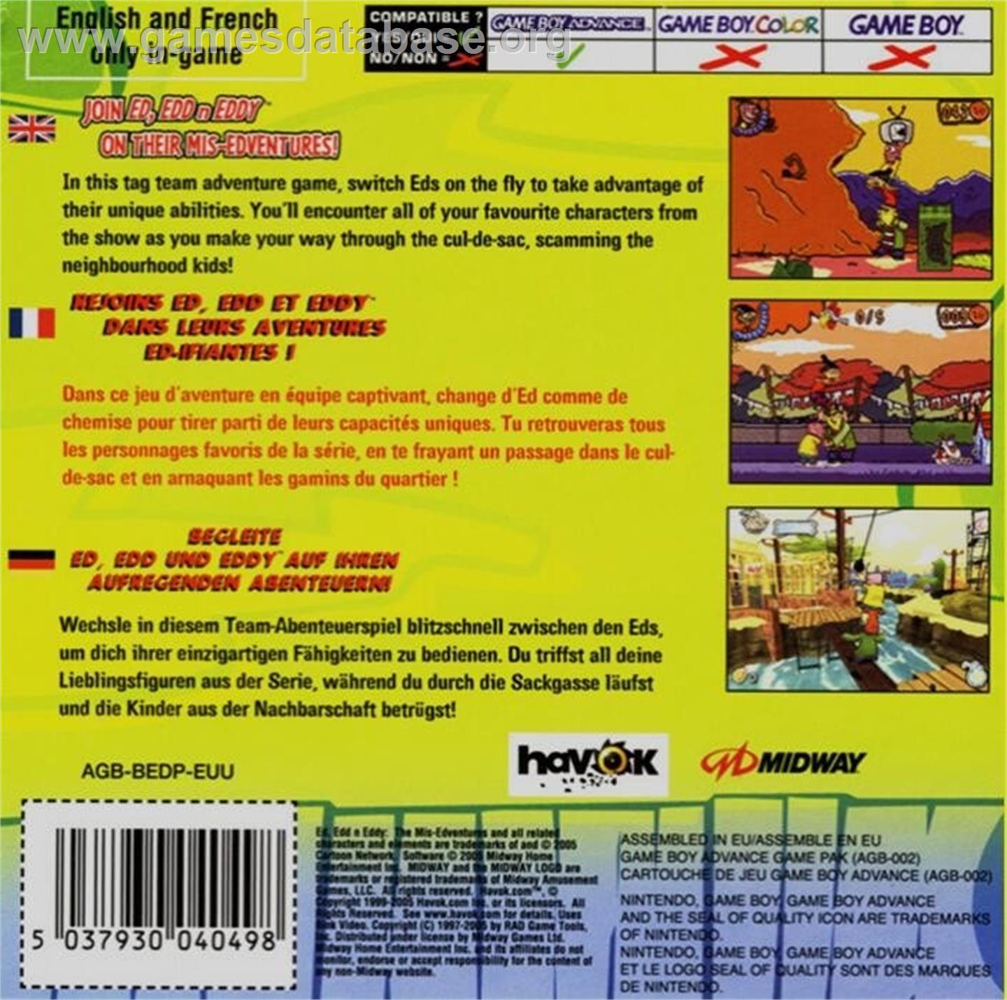 Ed Edd'n Eddy - The Mis-Edventures - Nintendo Game Boy Advance - Artwork - Box Back