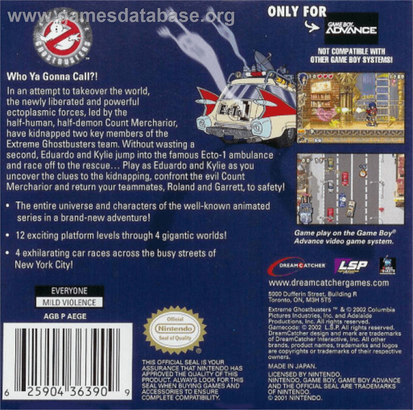 Extreme Ghostbusters: Code Ecto-1 - Nintendo Game Boy Advance - Artwork - Box Back