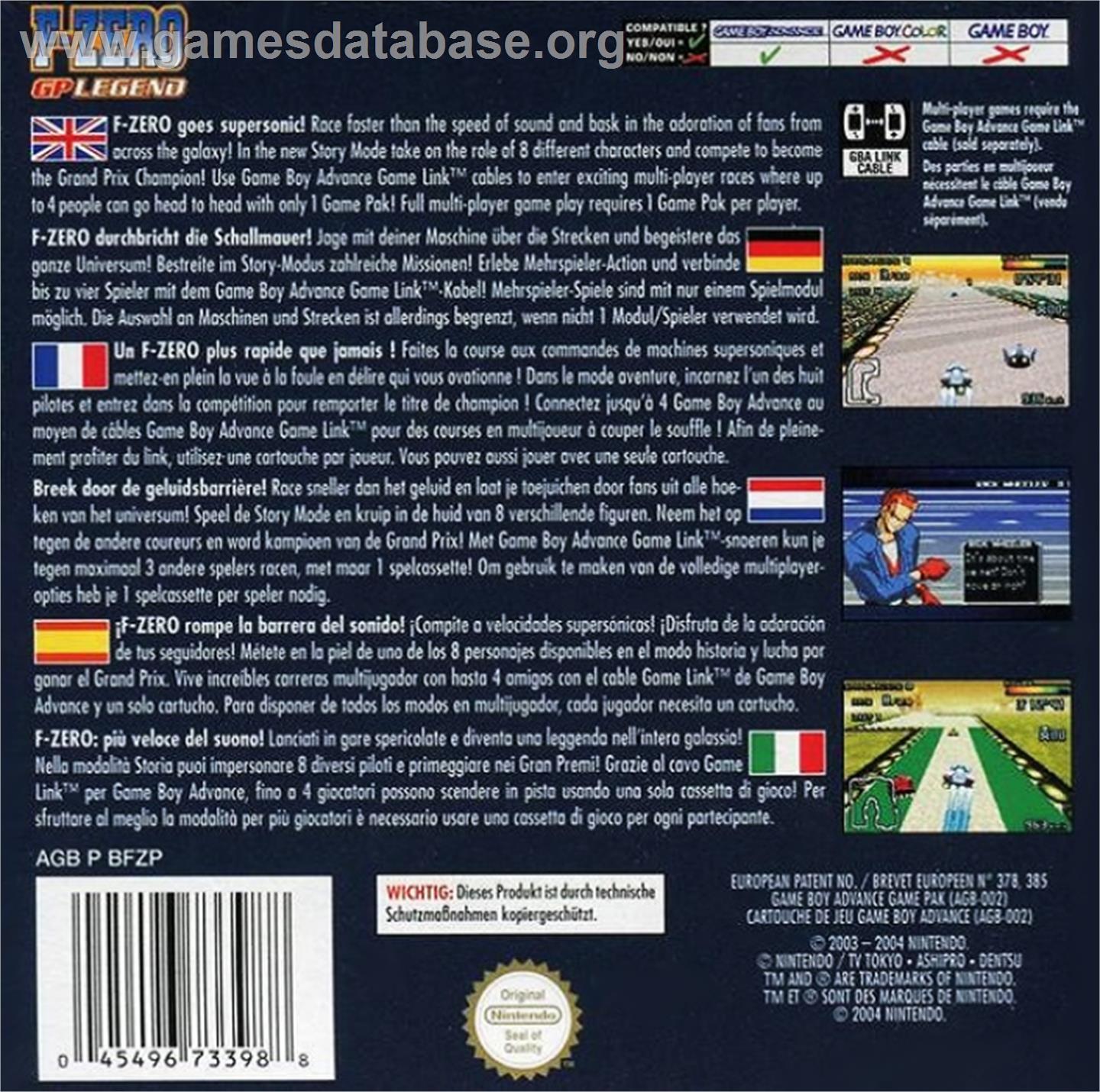 F-Zero: GP Legend - Nintendo Game Boy Advance - Artwork - Box Back
