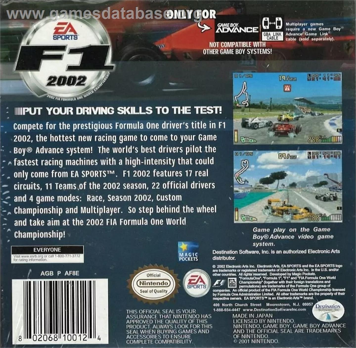 F1 2002 - Nintendo Game Boy Advance - Artwork - Box Back