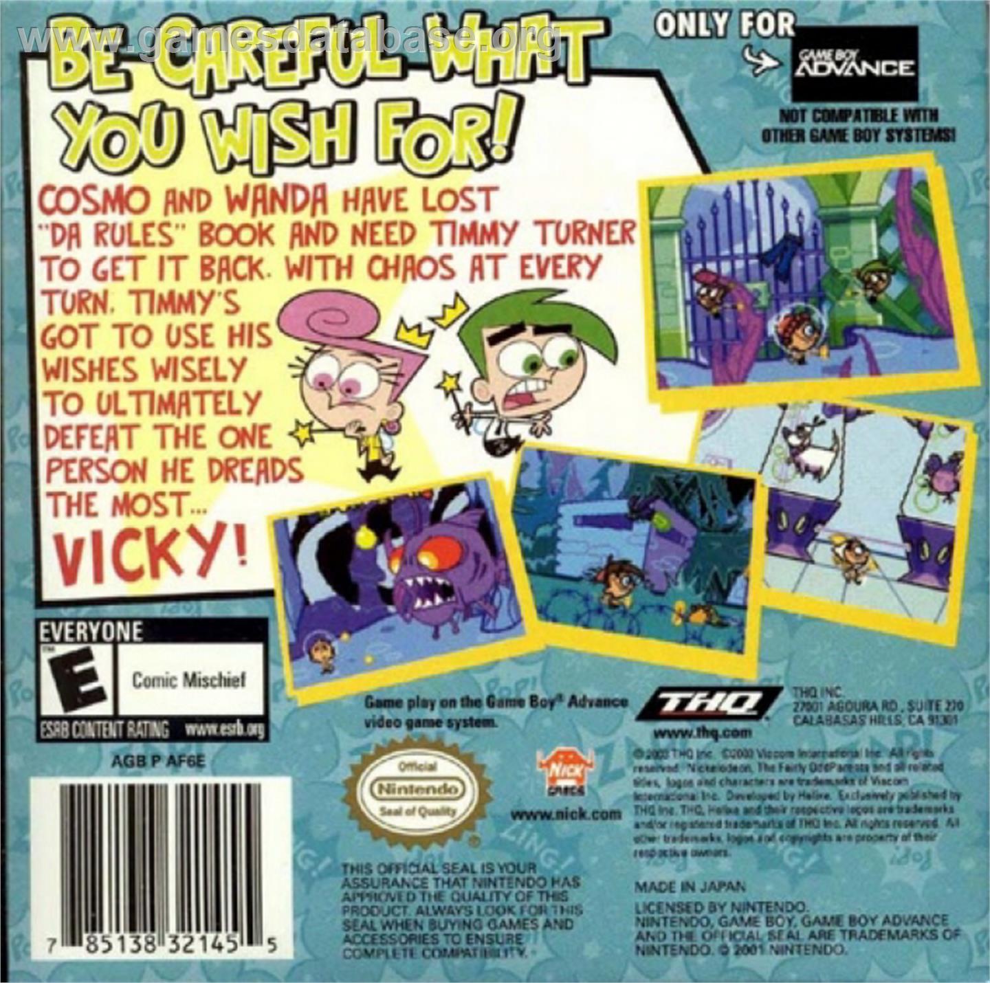 Fairly OddParents: Breakin' Da Rules - Nintendo Game Boy Advance - Artwork - Box Back