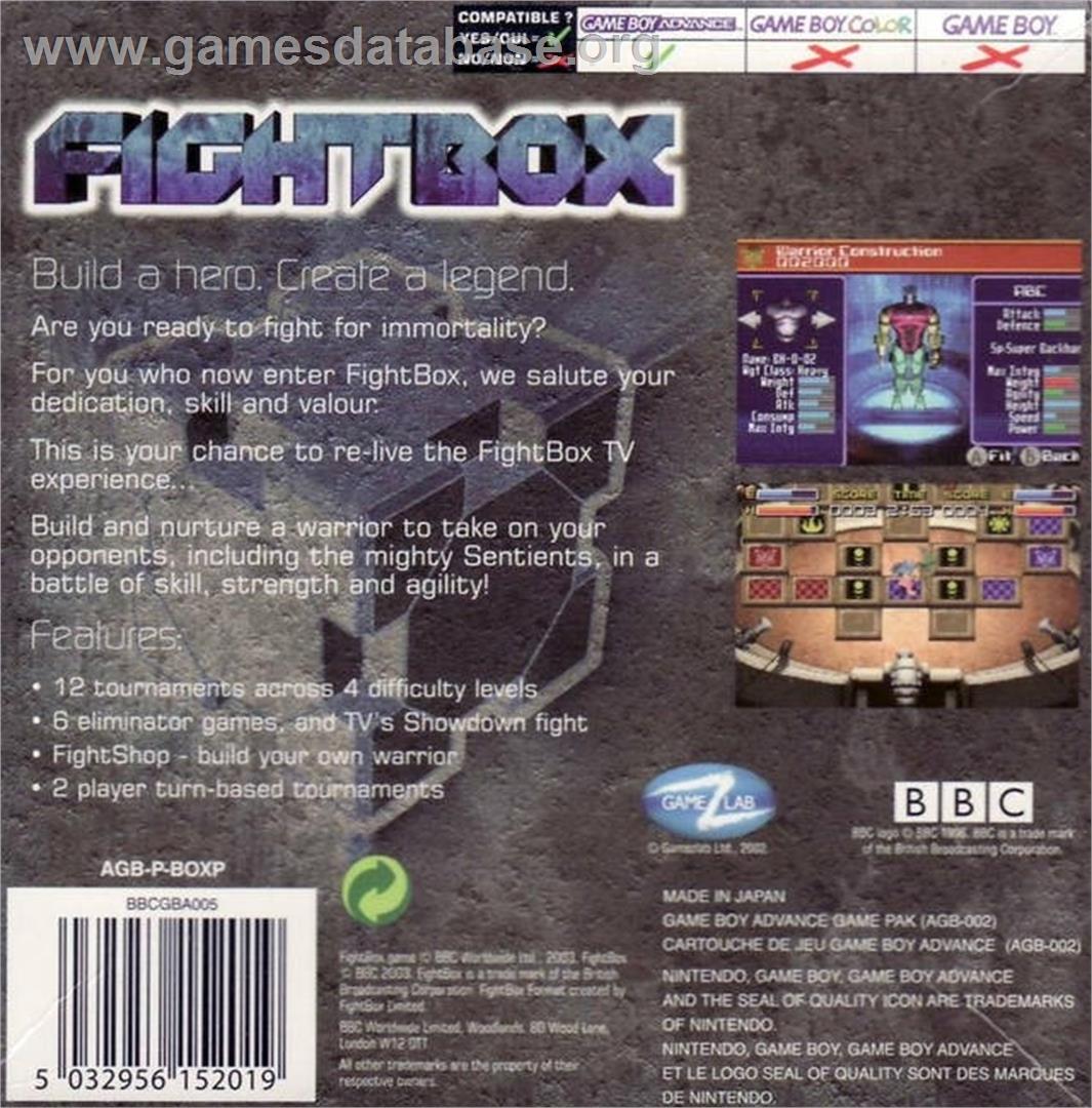 Fightbox - Nintendo Game Boy Advance - Artwork - Box Back