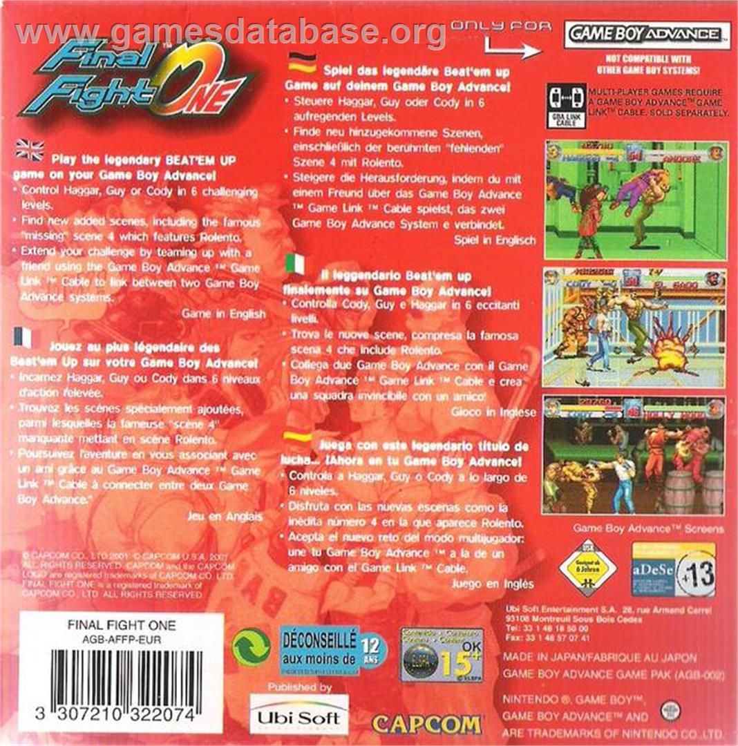 Final Fight - Nintendo Game Boy Advance - Artwork - Box Back