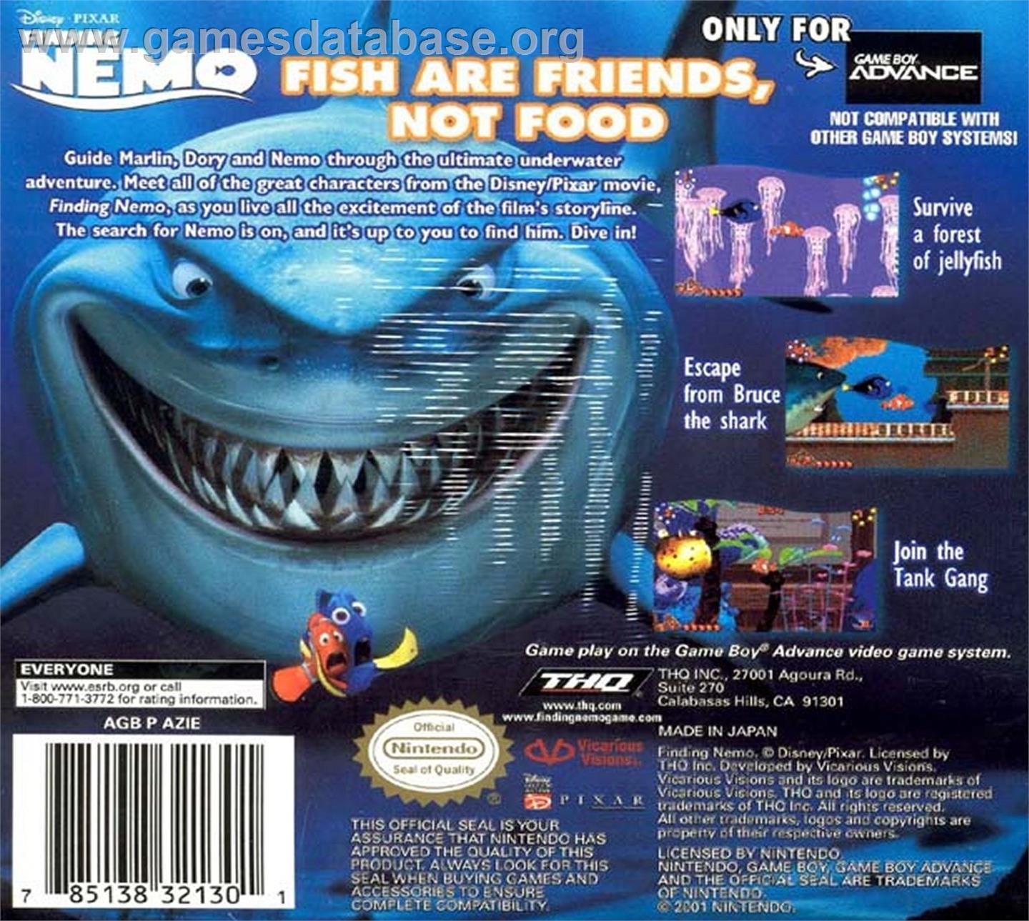 Finding Nemo - Nintendo Game Boy Advance - Artwork - Box Back