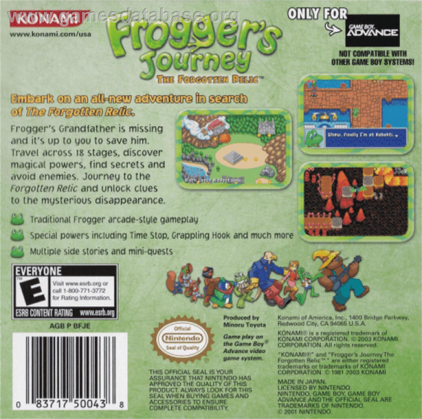 Frogger's Journey: The Forgotten Relic - Nintendo Game Boy Advance - Artwork - Box Back
