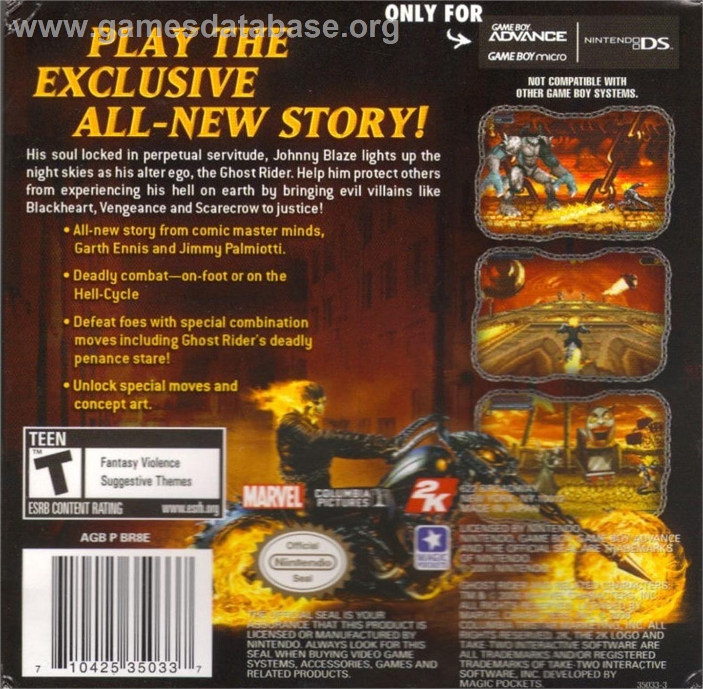 Ghost Rider - Nintendo Game Boy Advance - Artwork - Box Back