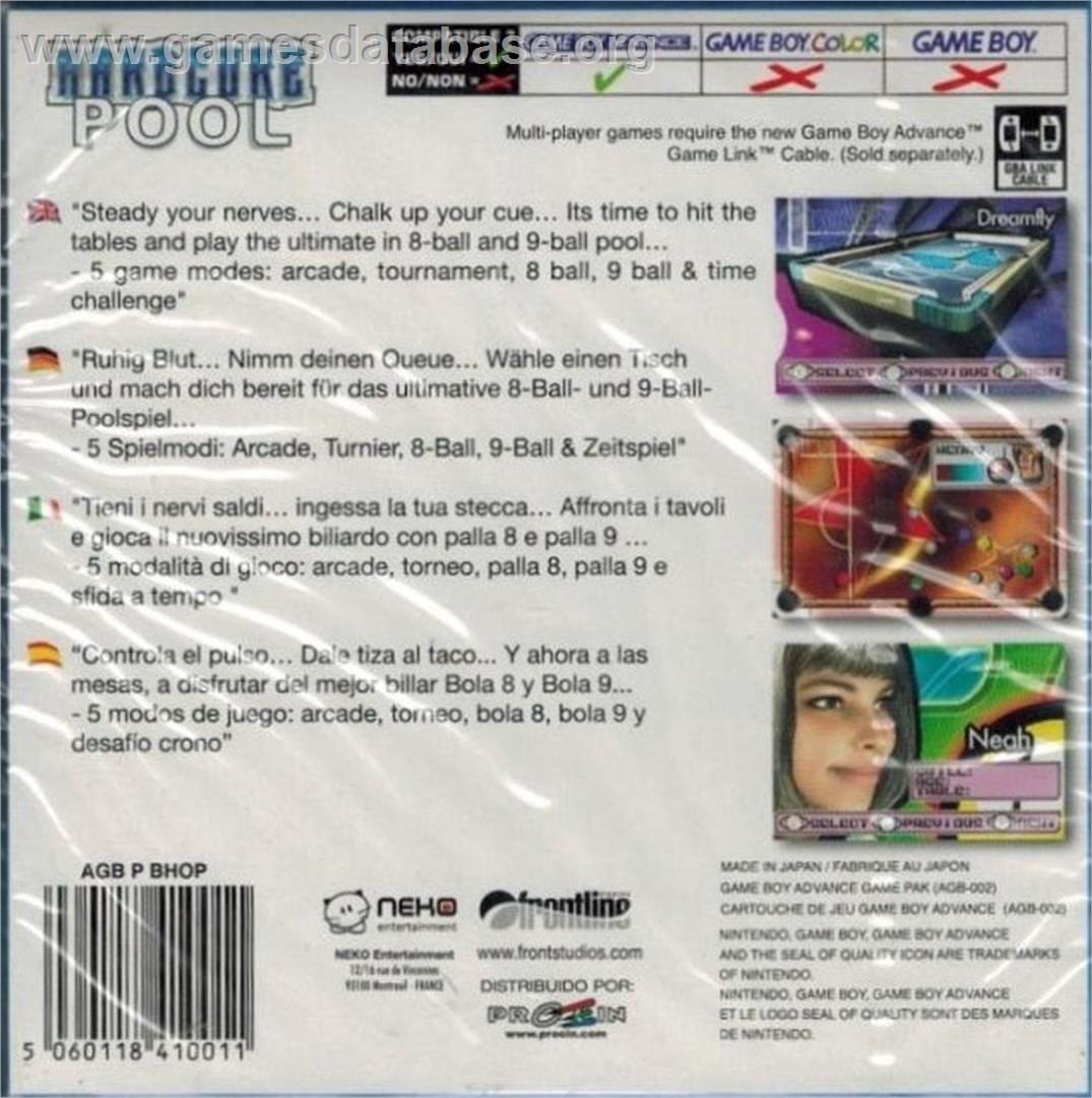 Hardcore Pool - Nintendo Game Boy Advance - Artwork - Box Back