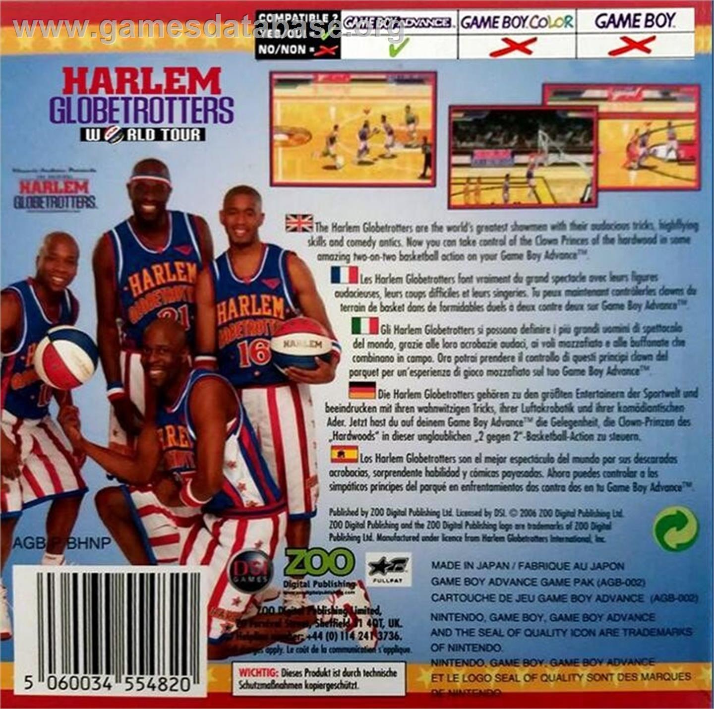 Harlem Globetrotters: World Tour - Nintendo Game Boy Advance - Artwork - Box Back