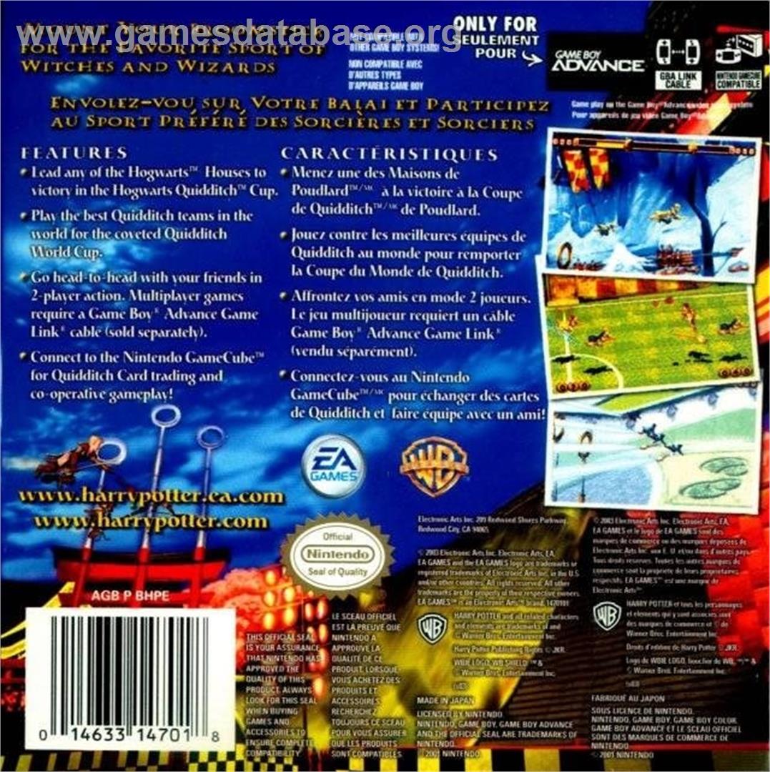 Harry Potter - Quidditch World Cup - Nintendo Game Boy Advance - Artwork - Box Back