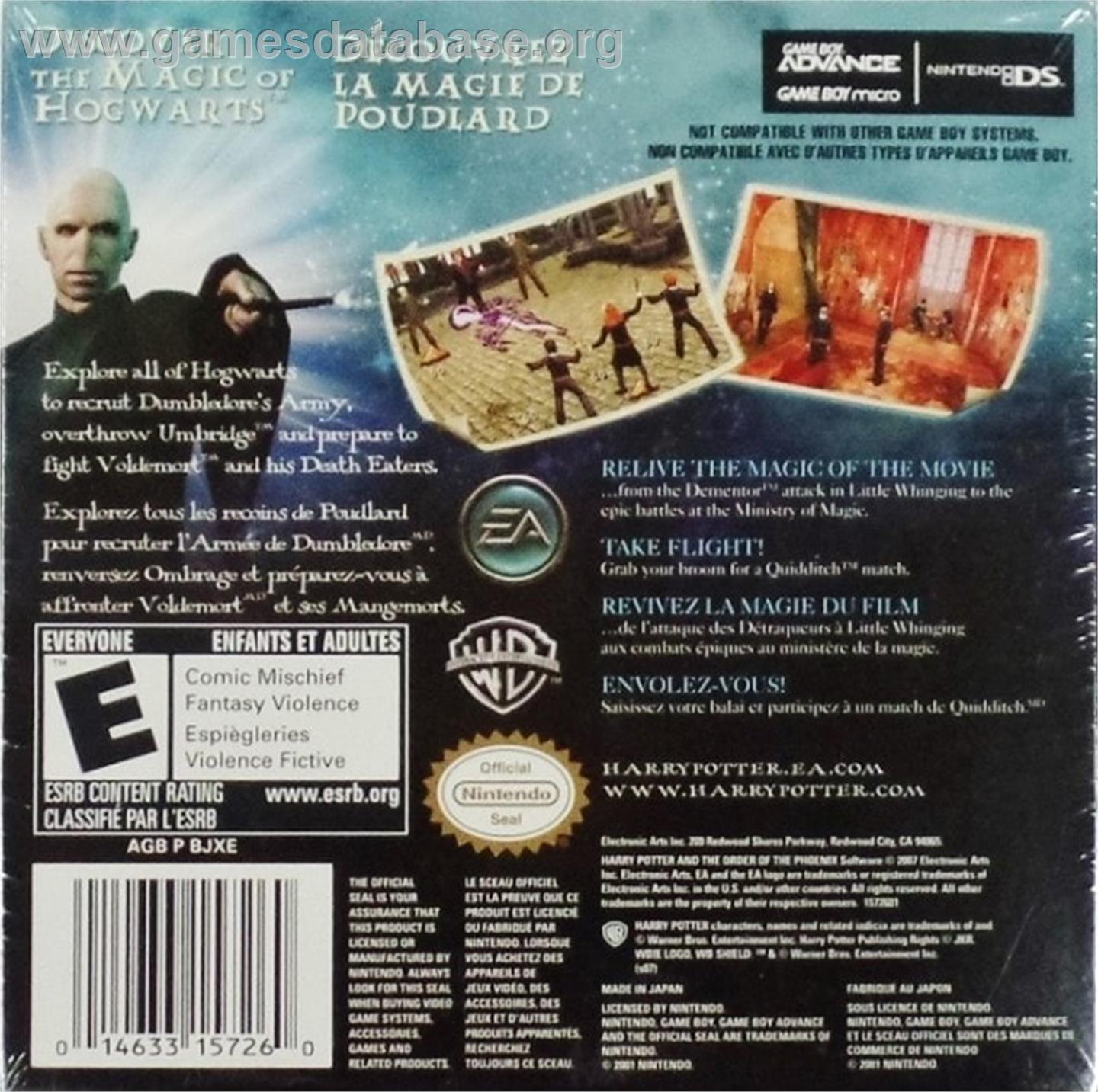 Harry Potter and the Order of the Phoenix - Nintendo Game Boy Advance - Artwork - Box Back