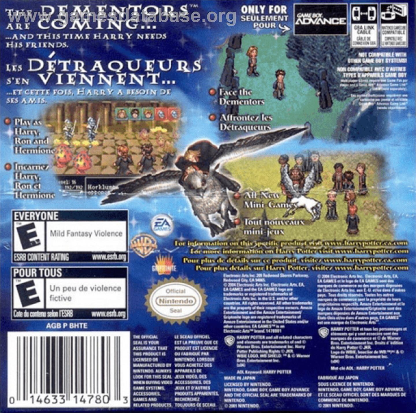 Harry Potter and the Prisoner of Azkaban - Nintendo Game Boy Advance - Artwork - Box Back