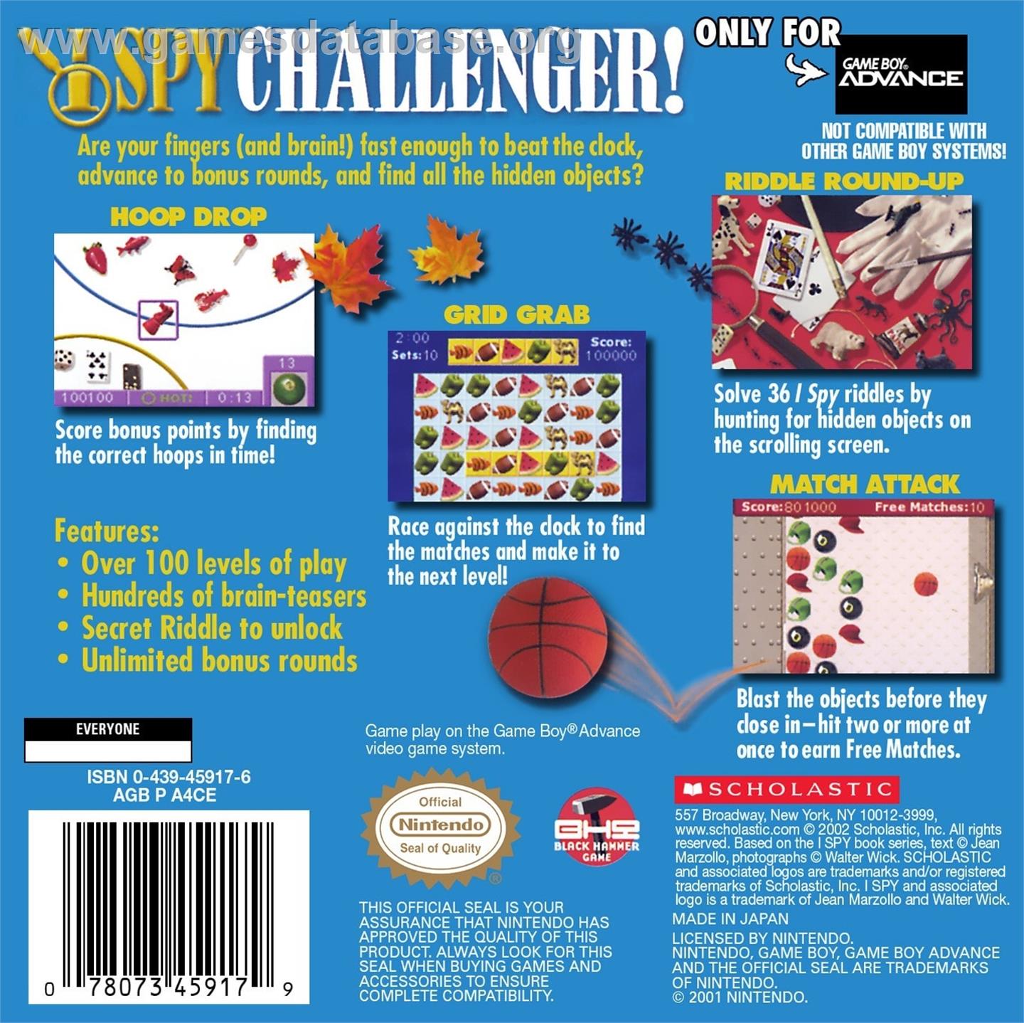 I Spy Challenger! - Nintendo Game Boy Advance - Artwork - Box Back