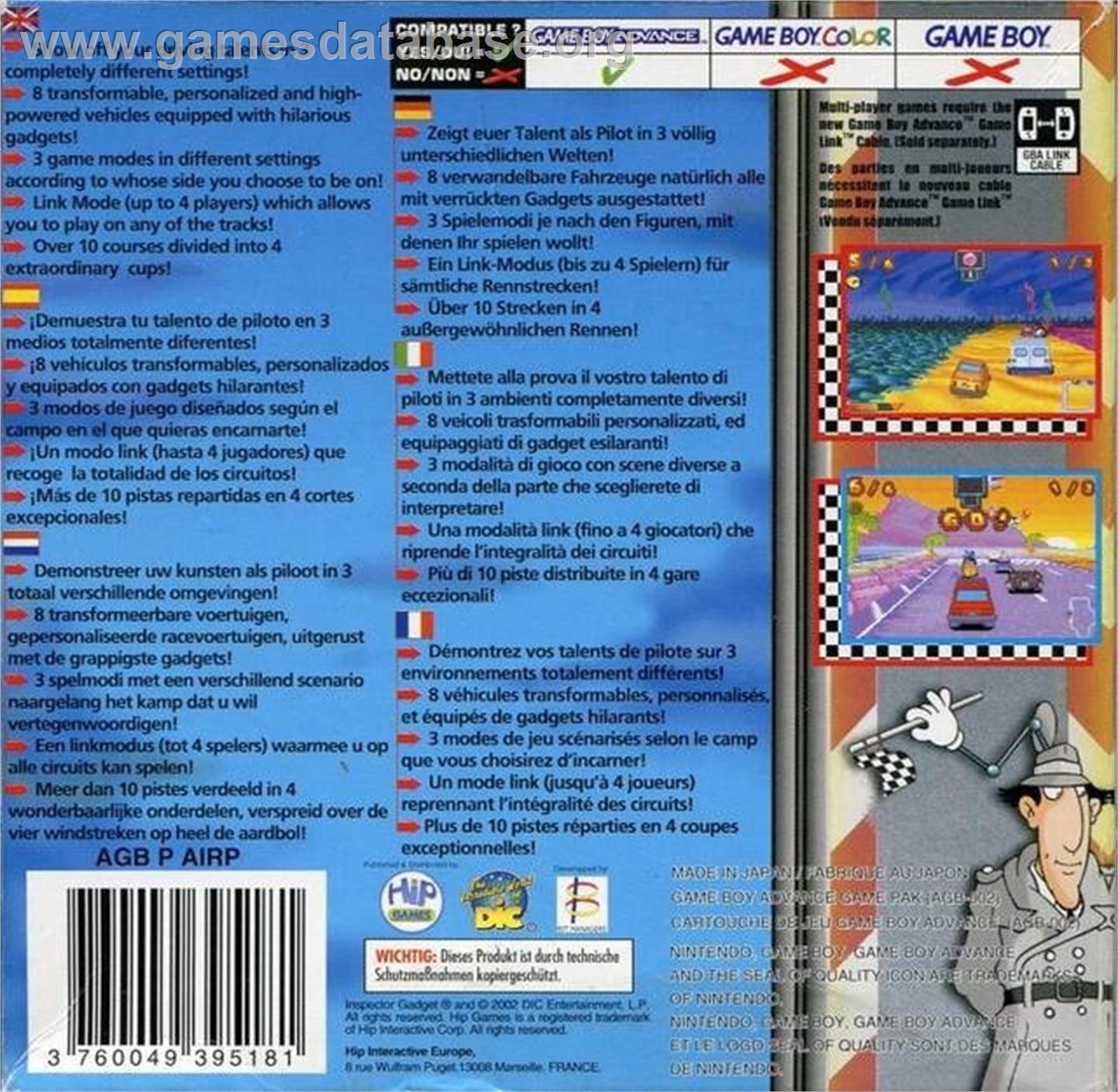 Inspector Gadget Racing - Nintendo Game Boy Advance - Artwork - Box Back