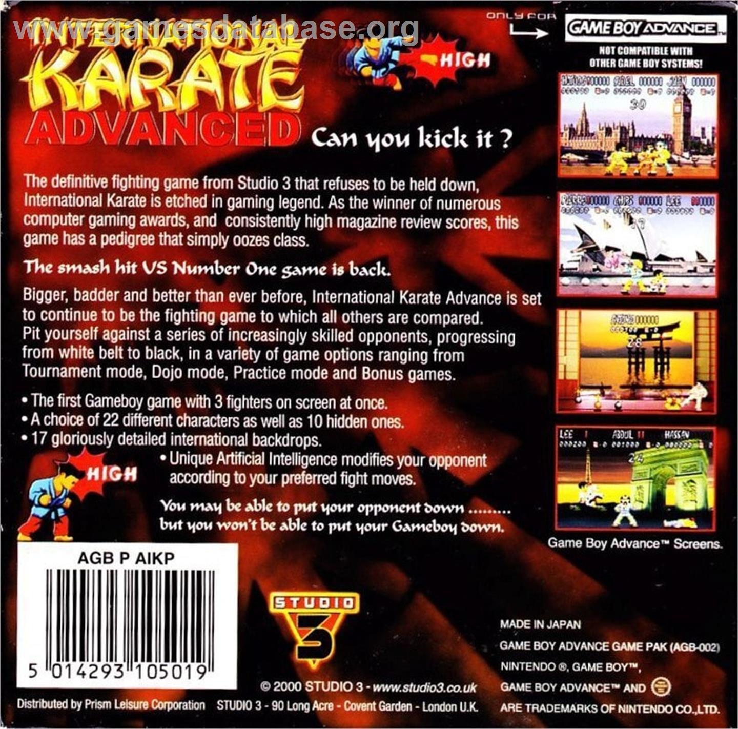 International Karate Advanced - Nintendo Game Boy Advance - Artwork - Box Back