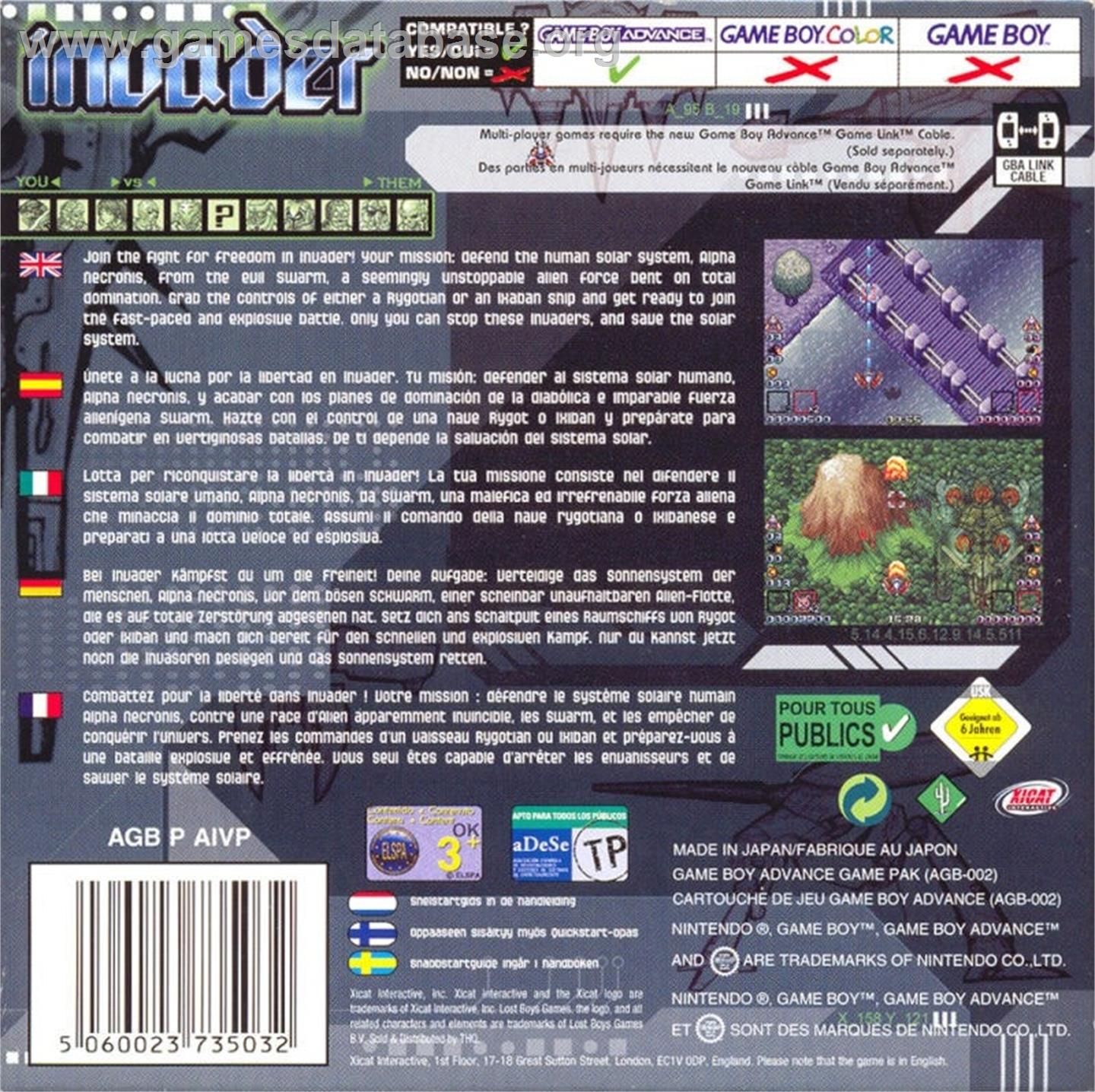 Invader - Nintendo Game Boy Advance - Artwork - Box Back