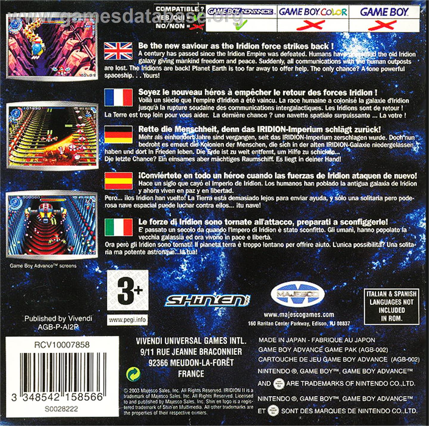 Iridion 2 - Nintendo Game Boy Advance - Artwork - Box Back