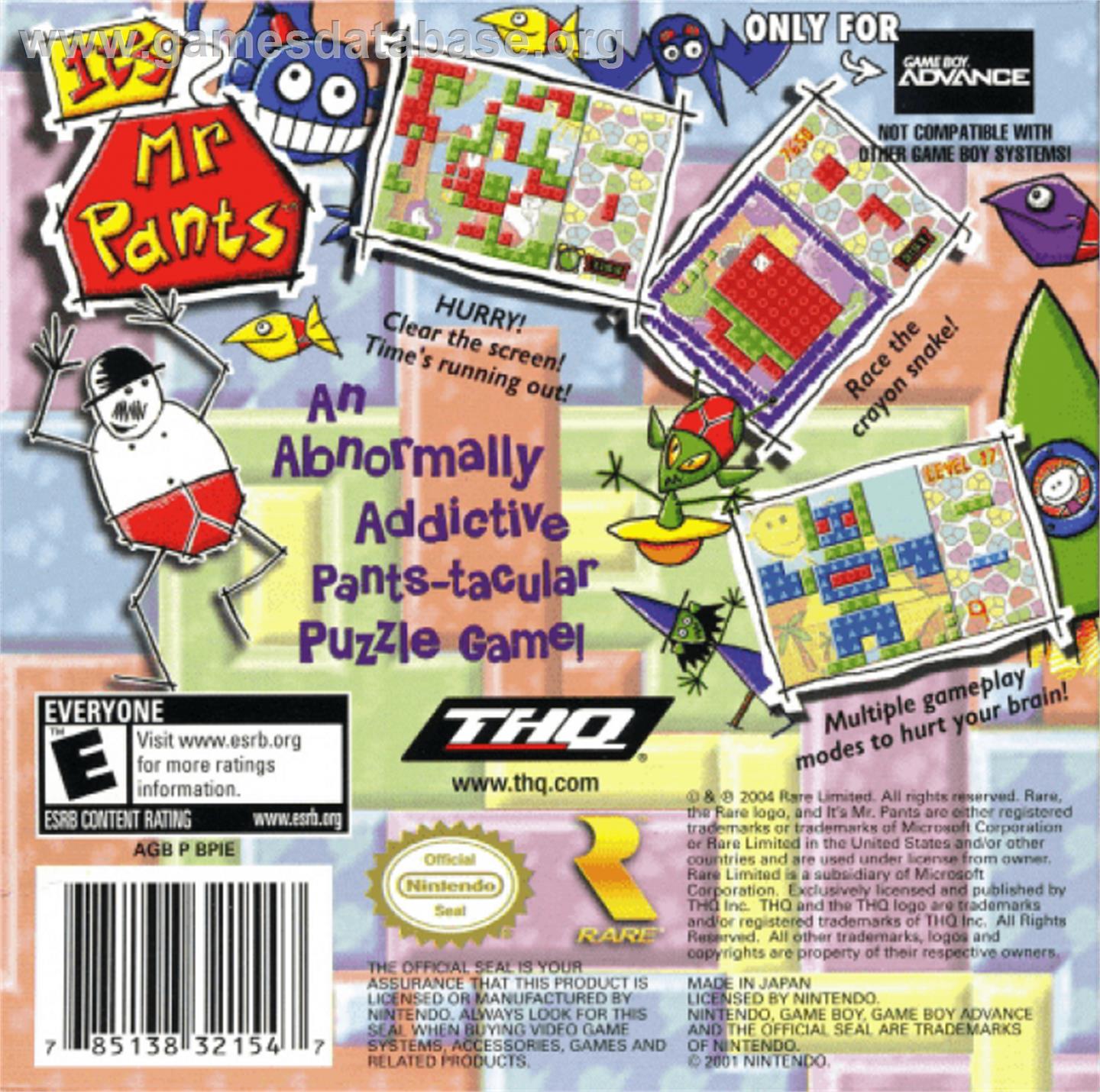 It's Mr. Pants - Nintendo Game Boy Advance - Artwork - Box Back