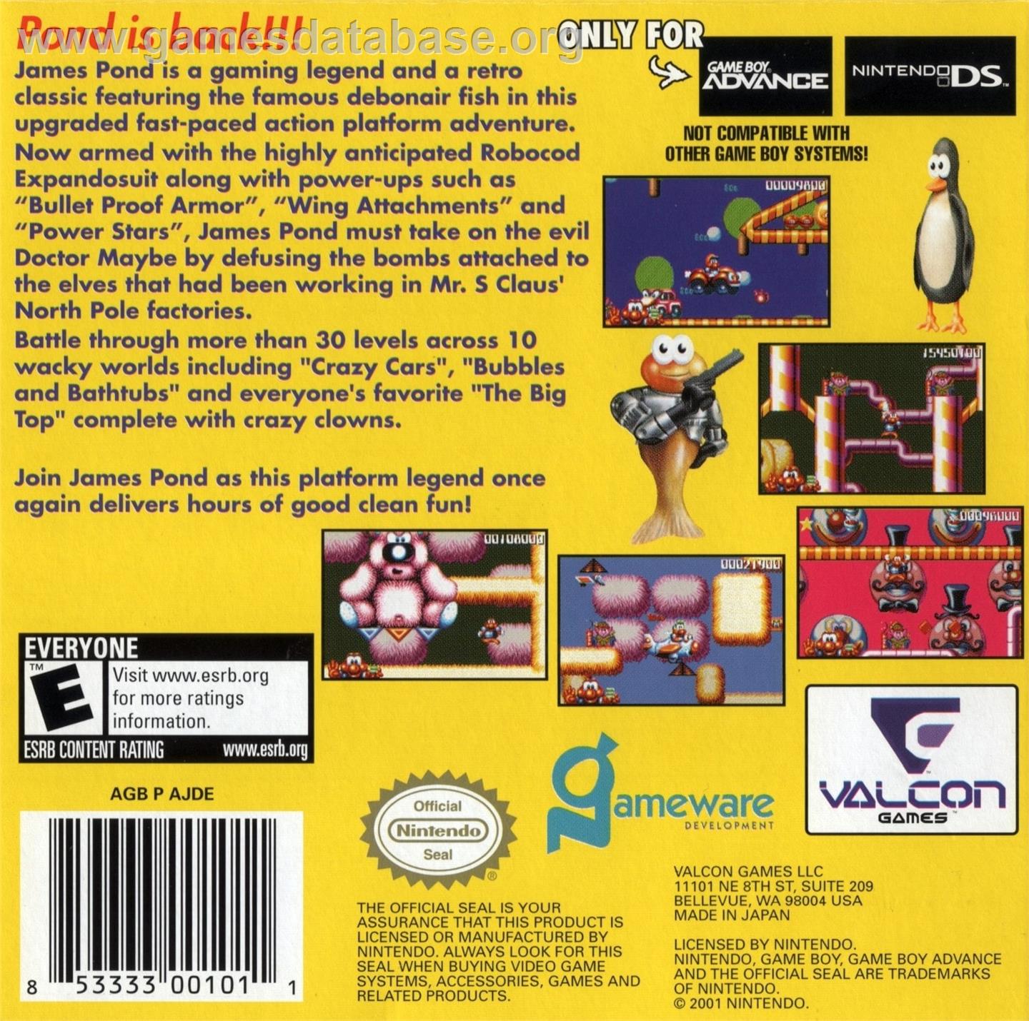 James Pond - Codename Robocod - Nintendo Game Boy Advance - Artwork - Box Back