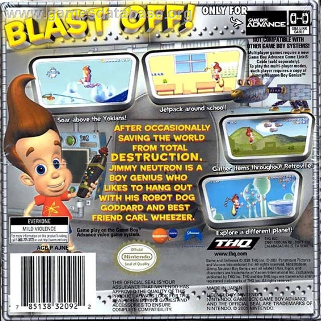 Jimmy Neutron - Boy Genius - Nintendo Game Boy Advance - Artwork - Box Back
