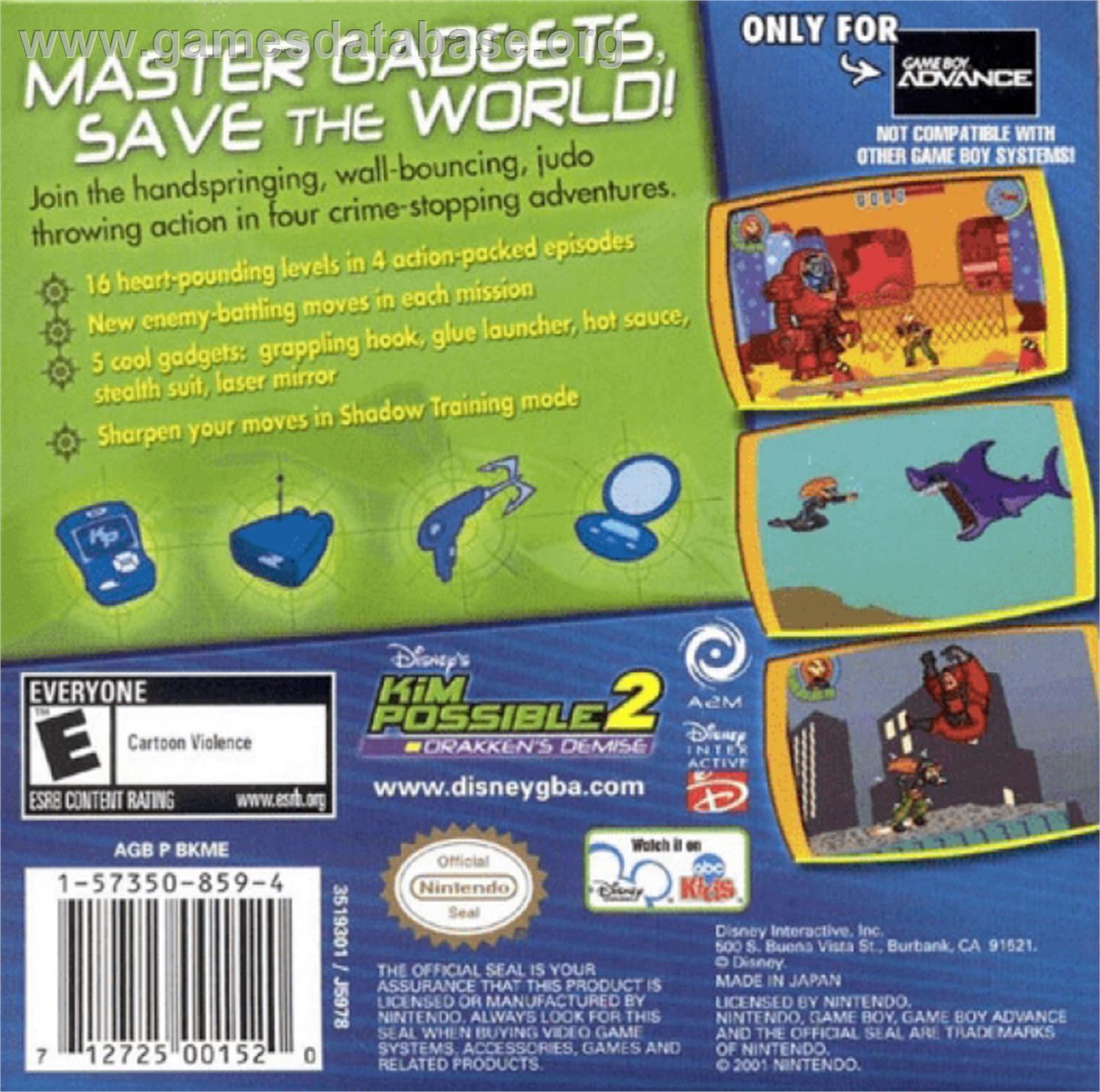 Kim Possible 2: Drakken's Demise - Nintendo Game Boy Advance - Artwork - Box Back