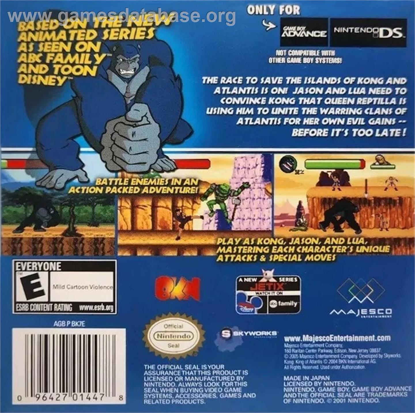 Kong - King In Atlantis - Nintendo Game Boy Advance - Artwork - Box Back