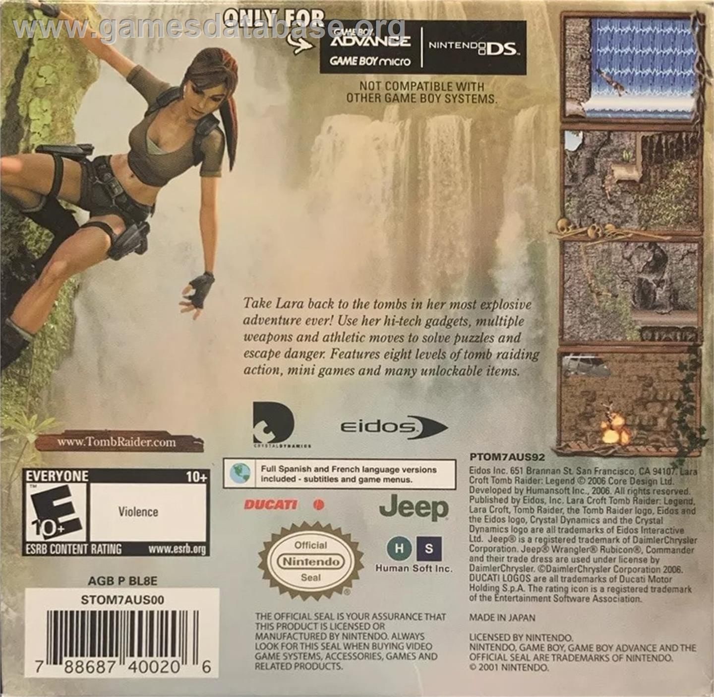 Lara Croft Tomb Raider - Legend - Nintendo Game Boy Advance - Artwork - Box Back