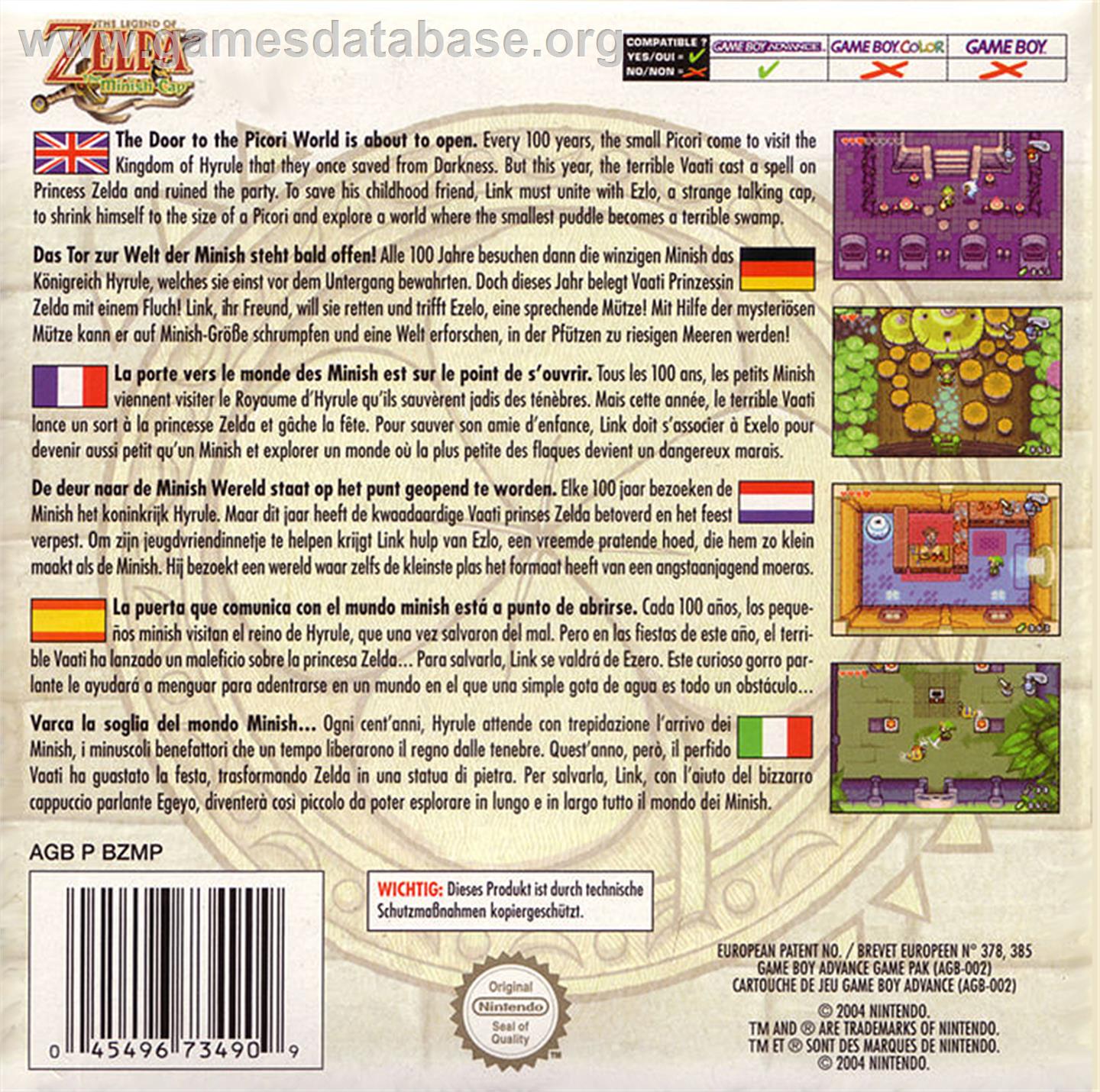 Legend of Zelda: The Minish Cap - Nintendo Game Boy Advance - Artwork - Box Back