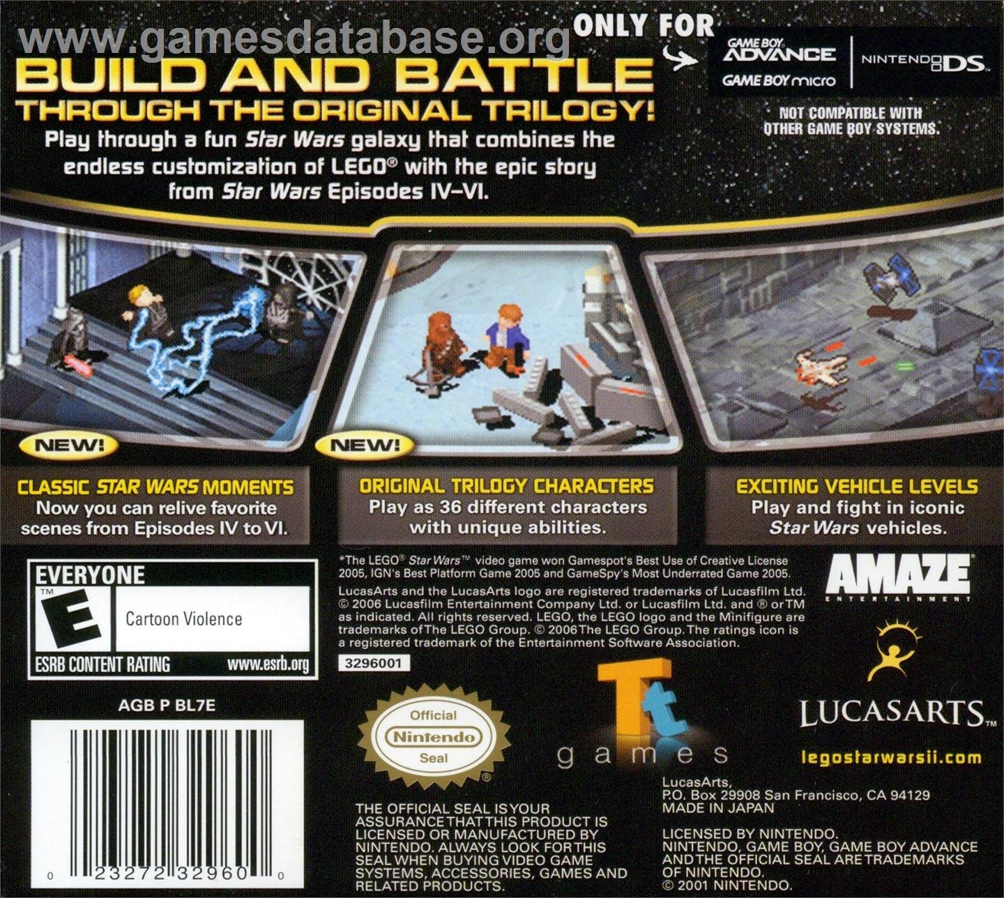 Lego Star Wars 2 - The Original Trilogy - Nintendo Game Boy Advance - Artwork - Box Back