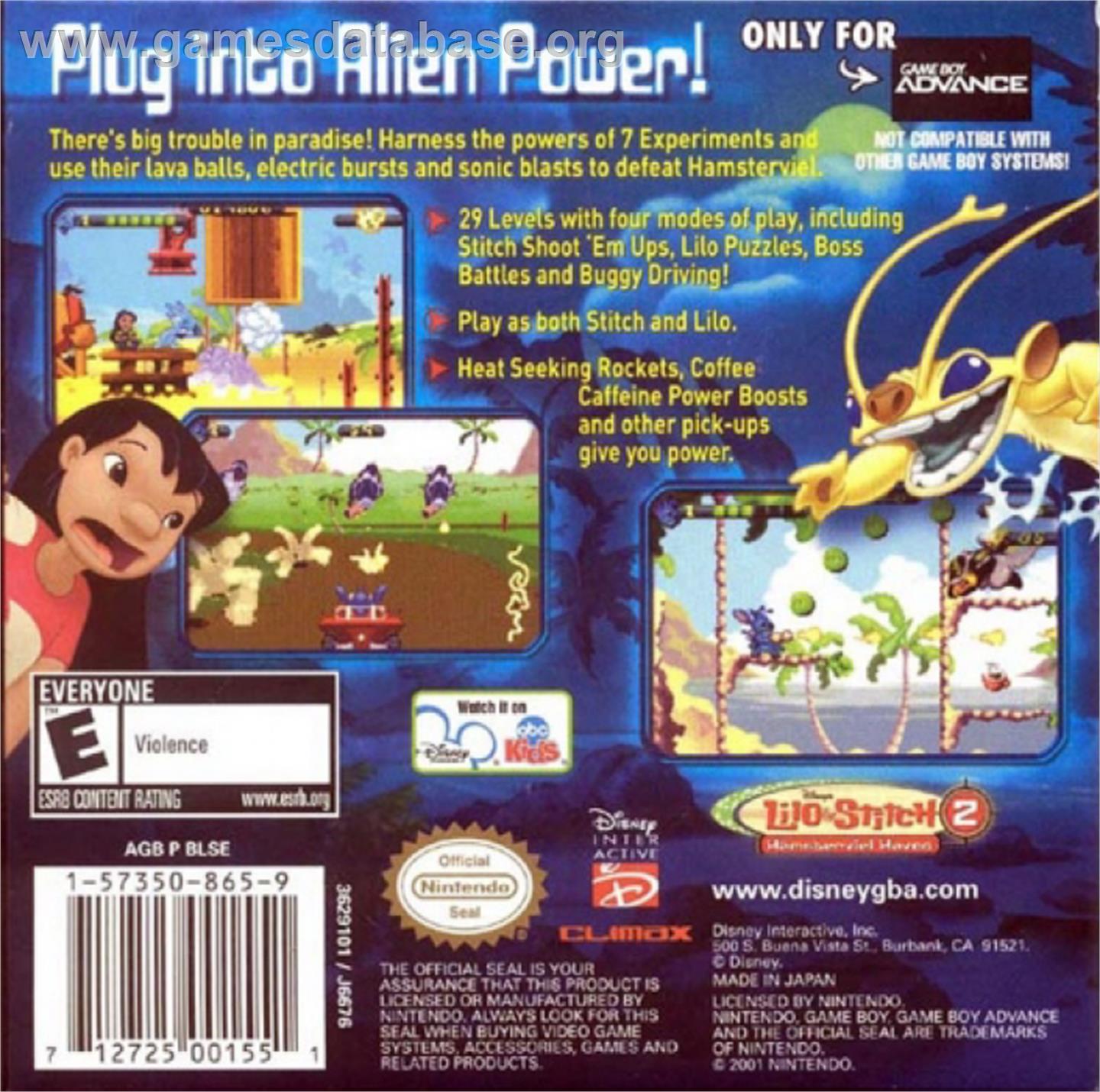 Lilo & Stitch 2: Hamsterviel Havoc - Nintendo Game Boy Advance - Artwork - Box Back