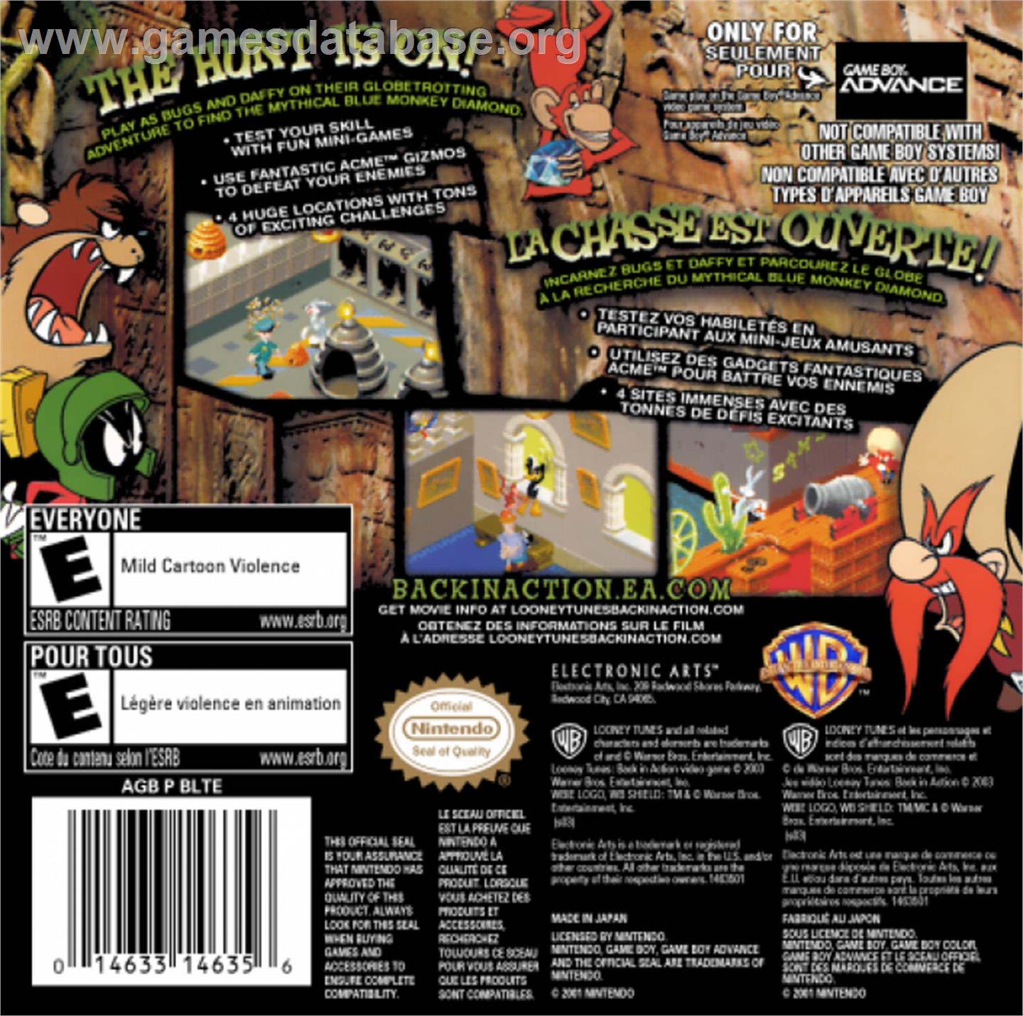 Looney Tunes Back in Action - Nintendo Game Boy Advance - Artwork - Box Back