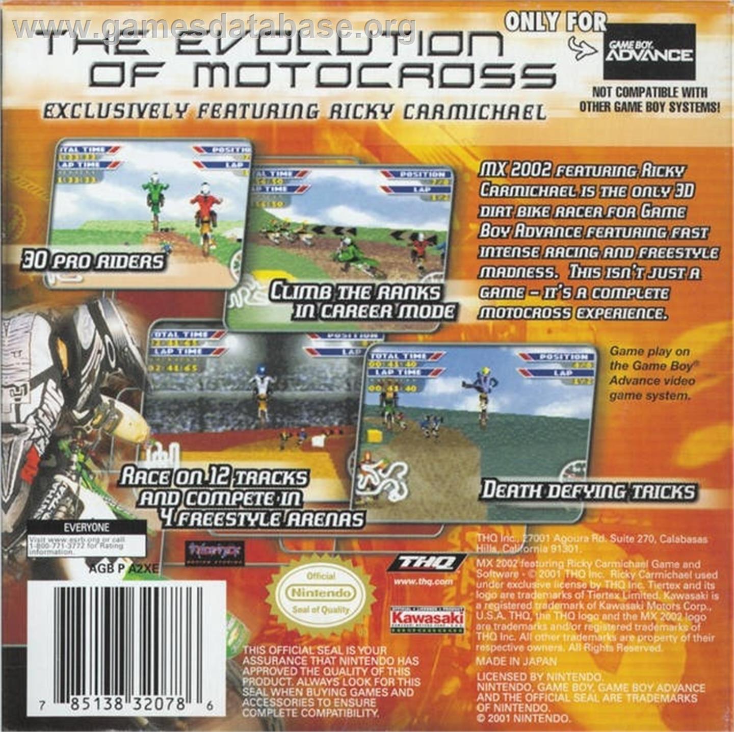 MX 2002 featuring Ricky Carmichael - Nintendo Game Boy Advance - Artwork - Box Back
