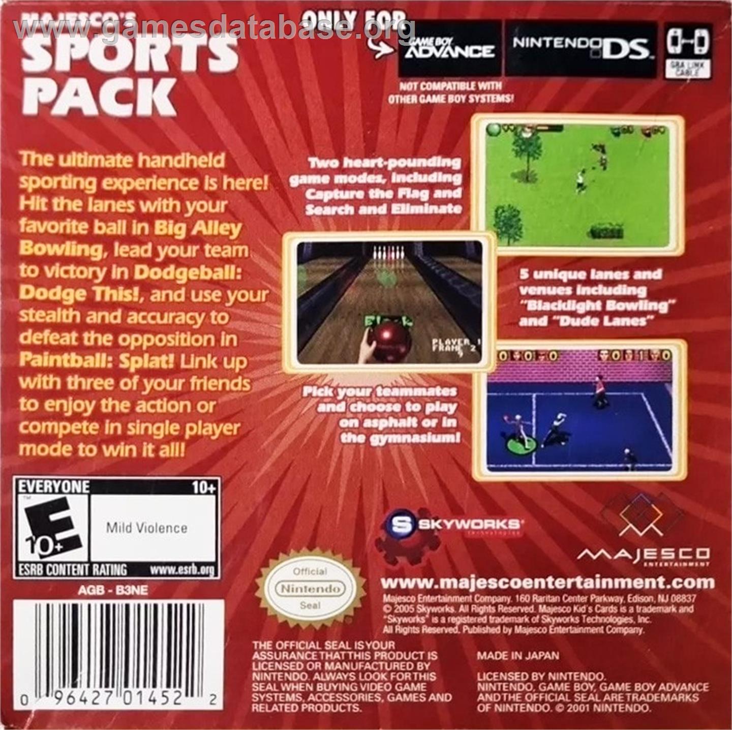 Majesco's Sports Pack - Nintendo Game Boy Advance - Artwork - Box Back