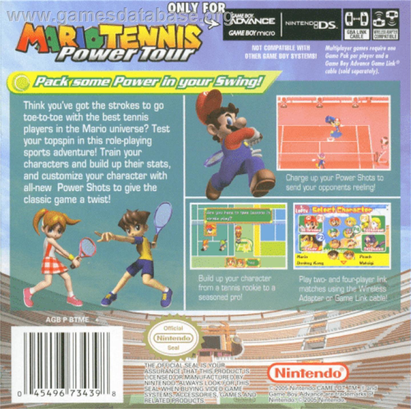 Mario Tennis: Power Tour - Nintendo Game Boy Advance - Artwork - Box Back