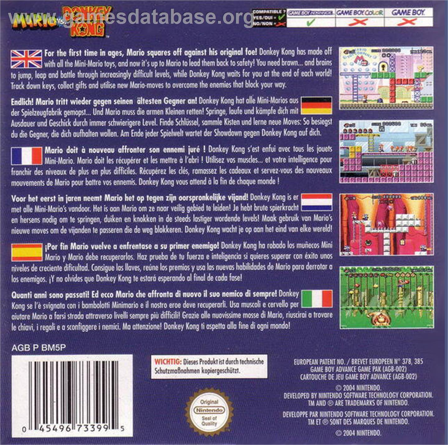 Mario vs. Donkey Kong - Nintendo Game Boy Advance - Artwork - Box Back