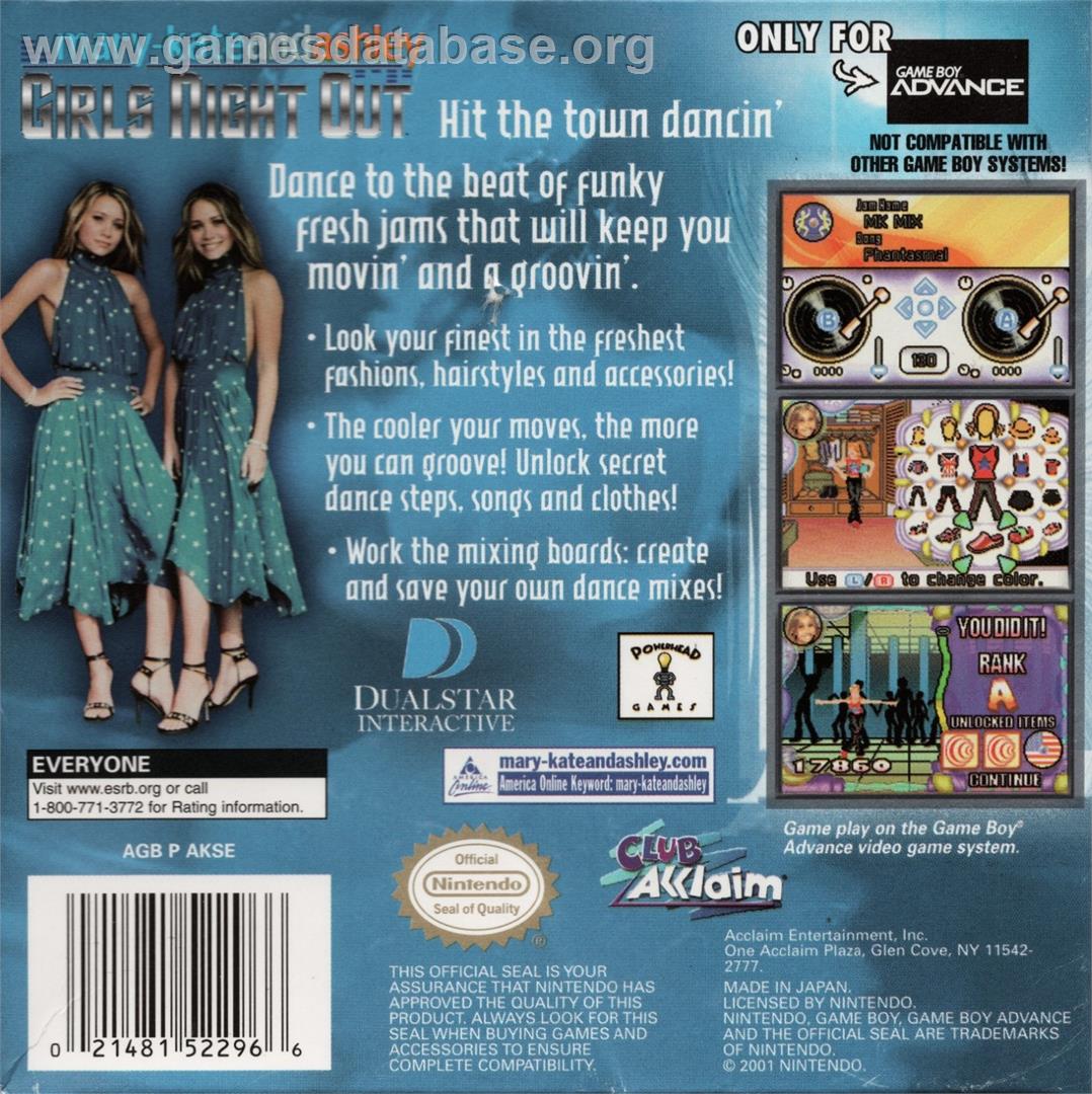 Mary-Kate and Ashley: Girls Night Out - Nintendo Game Boy Advance - Artwork - Box Back