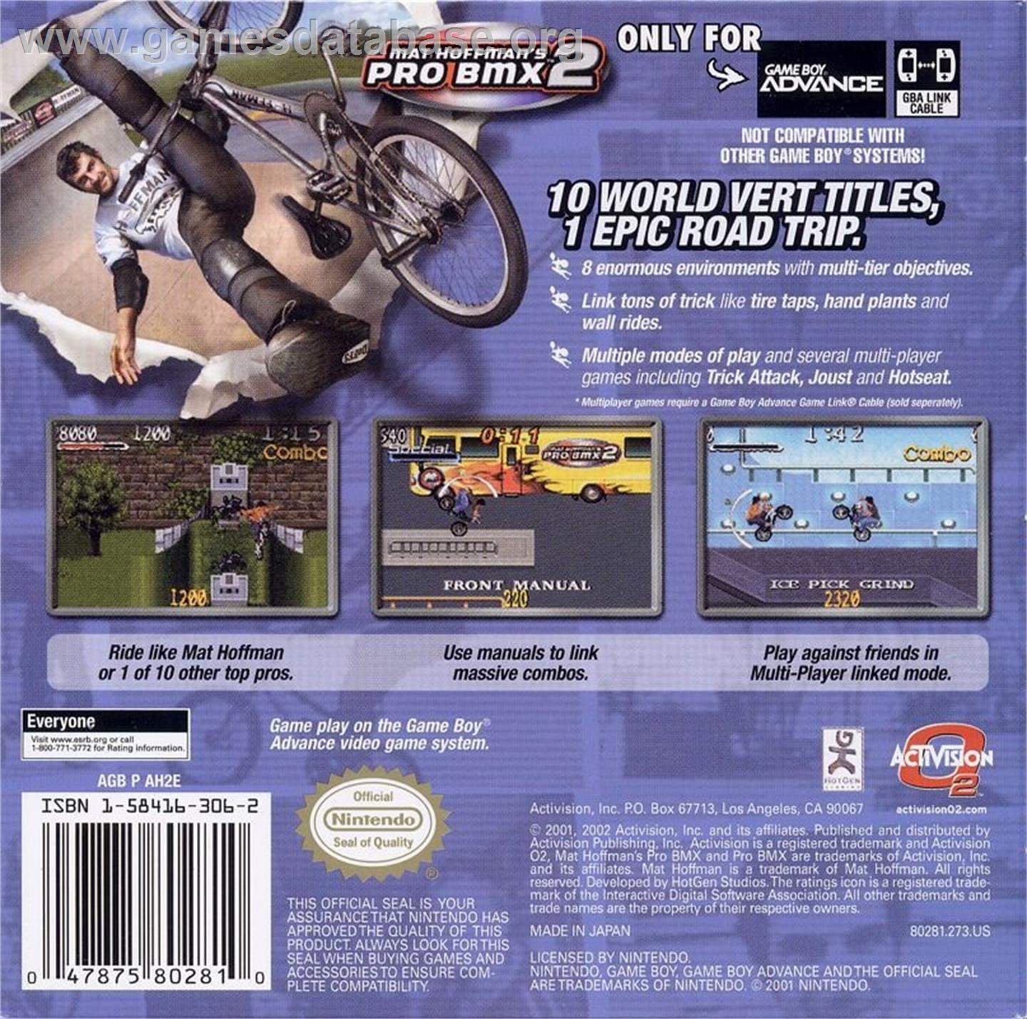 Mat Hoffman's Pro Bmx 2 - Nintendo Game Boy Advance - Artwork - Box Back