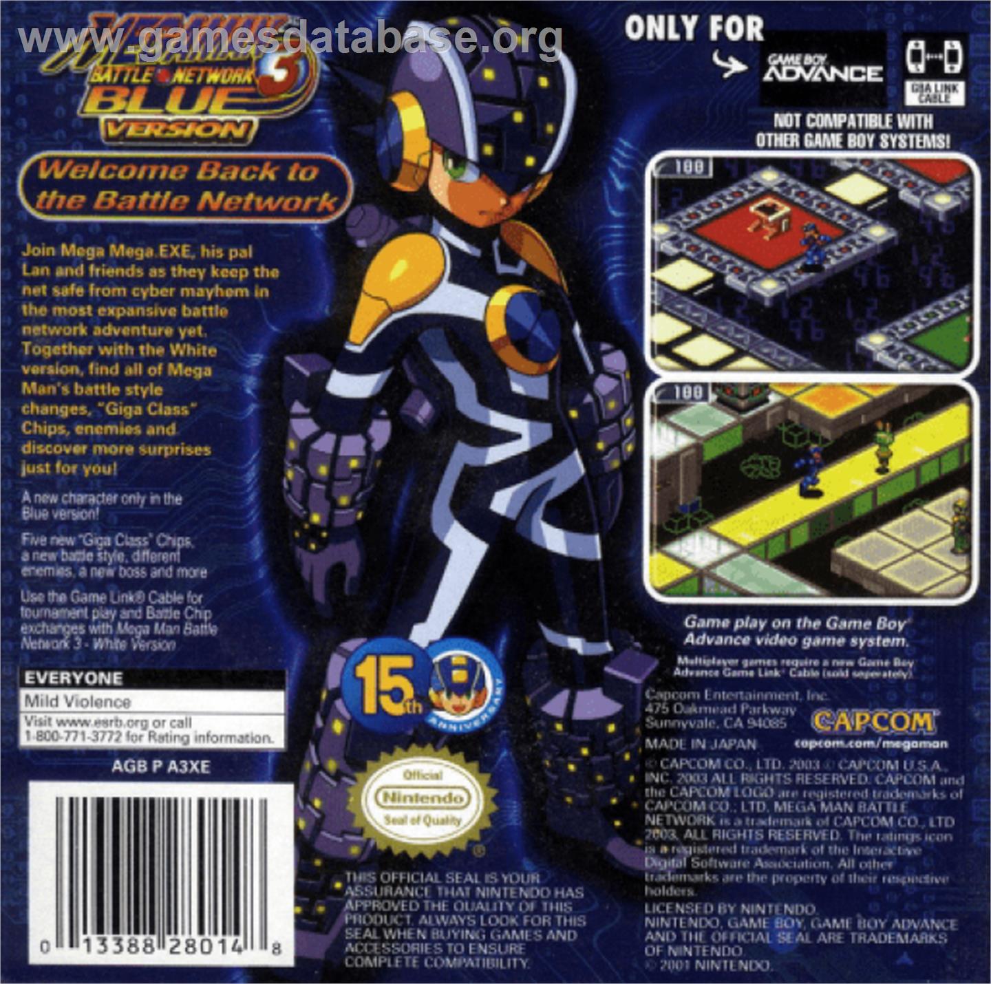 Mega Man Battle Network 3: Blue Version - Nintendo Game Boy Advance - Artwork - Box Back