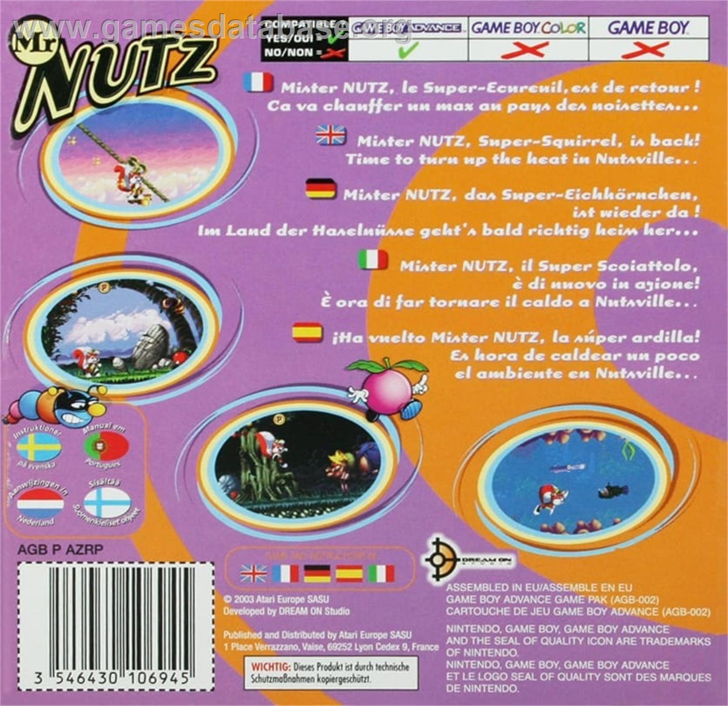 Mr. Nutz - Nintendo Game Boy Advance - Artwork - Box Back