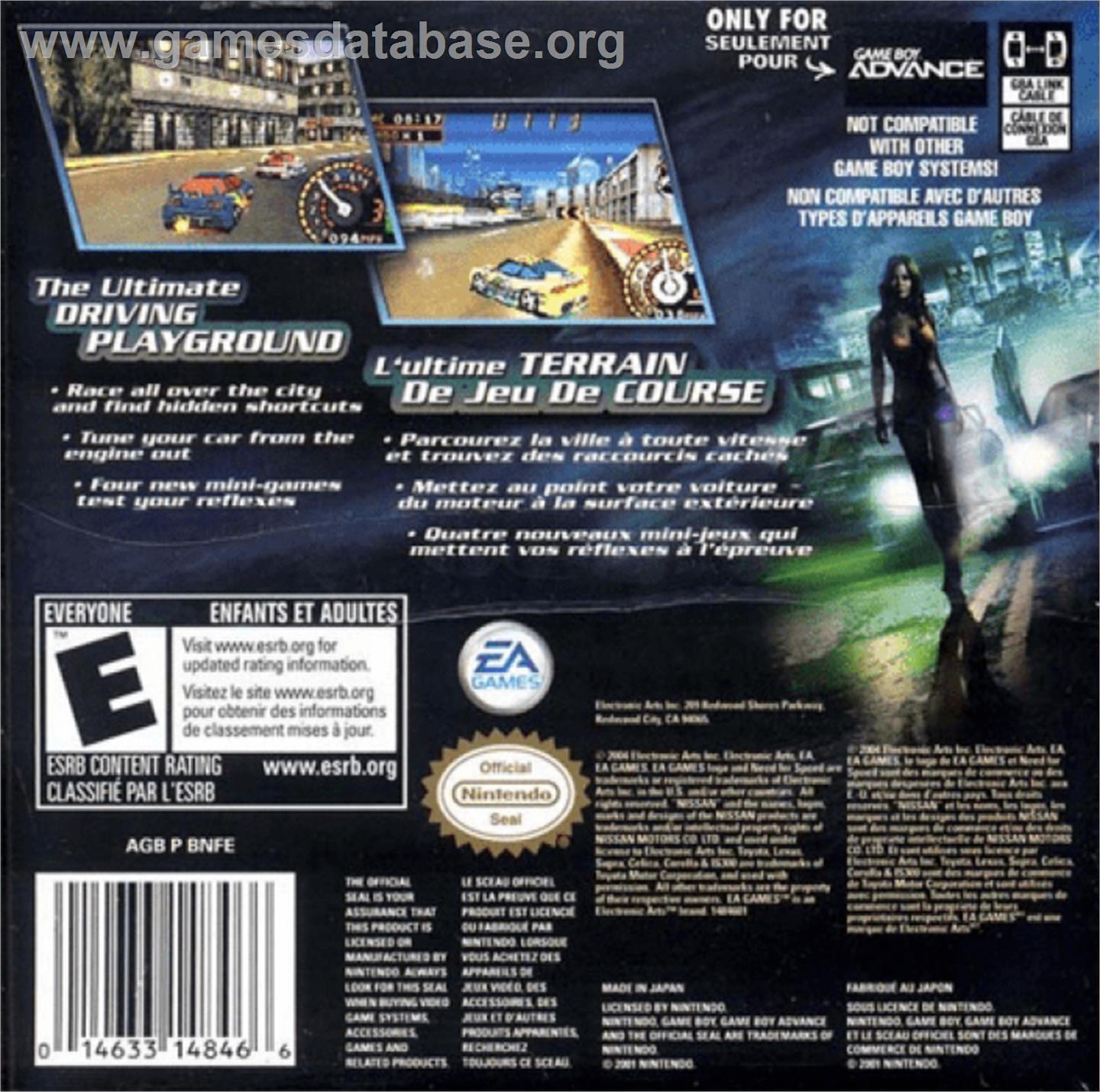 Need for Speed Underground - Nintendo Game Boy Advance - Artwork - Box Back