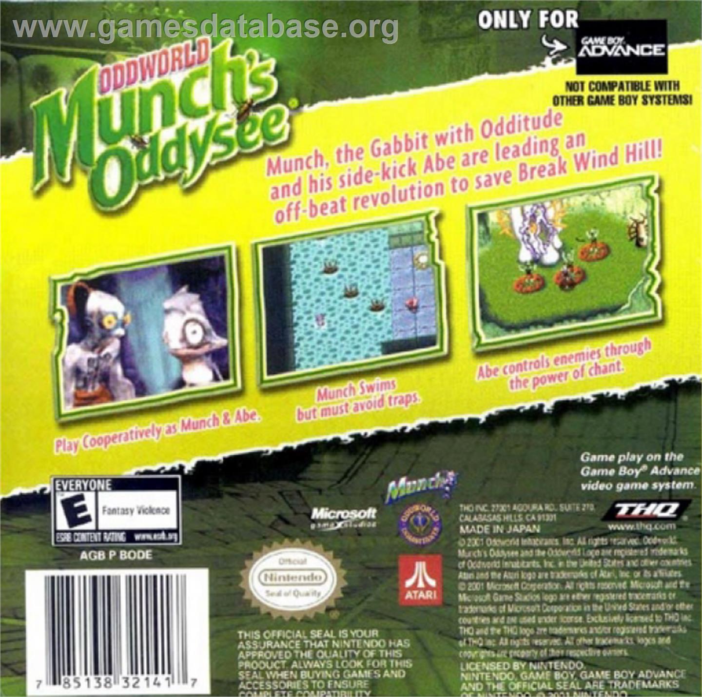 Oddworld: Munch's Oddysee - Nintendo Game Boy Advance - Artwork - Box Back