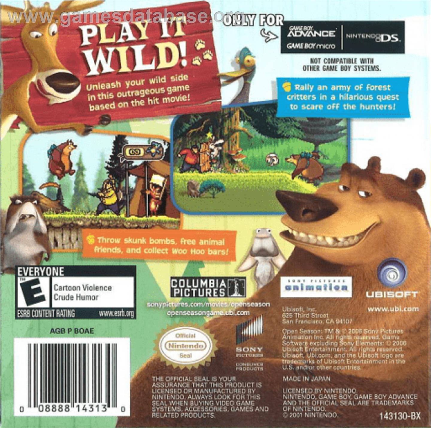 Open Season - Nintendo Game Boy Advance - Artwork - Box Back