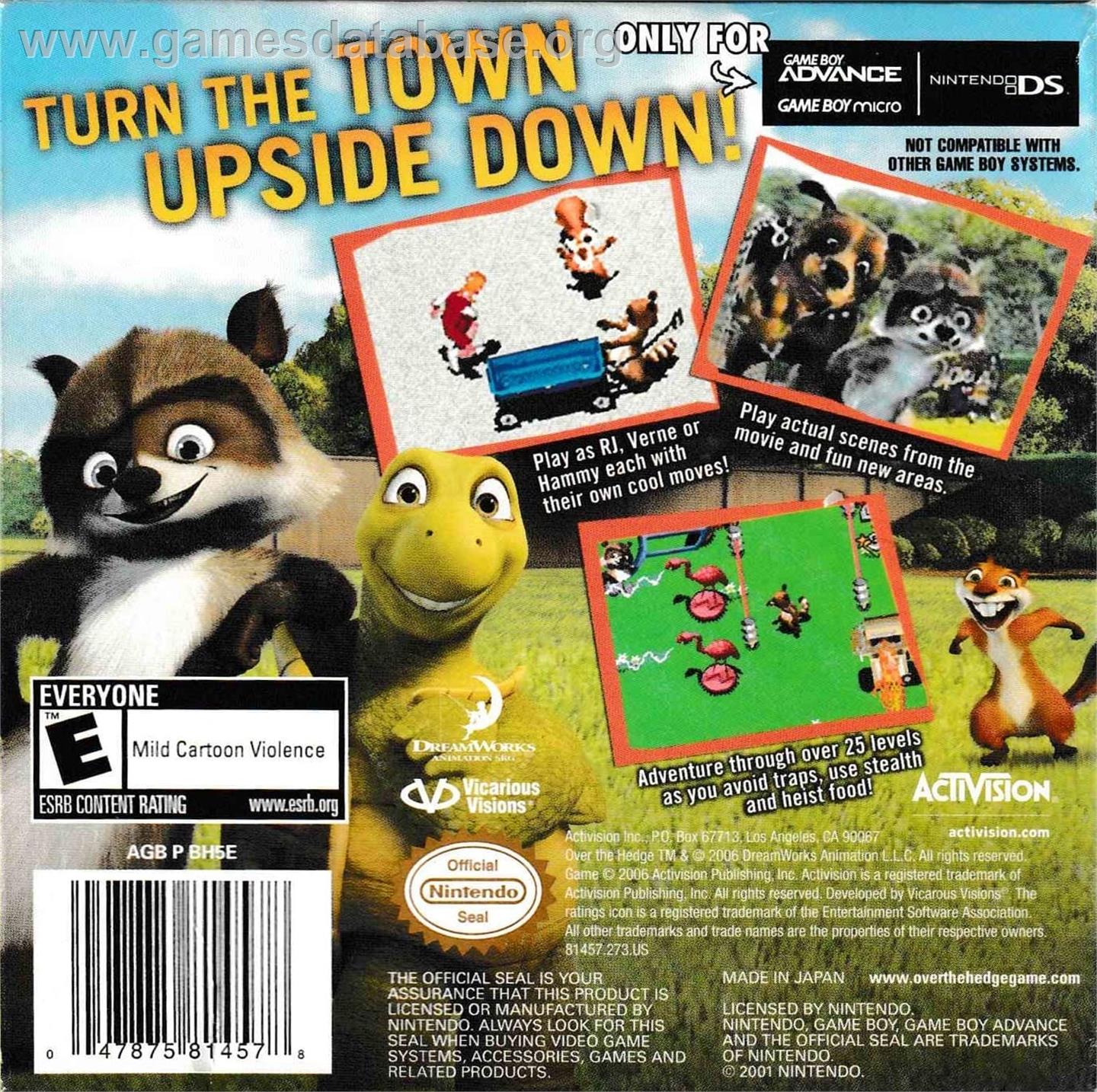Over The Hedge - Nintendo Game Boy Advance - Artwork - Box Back