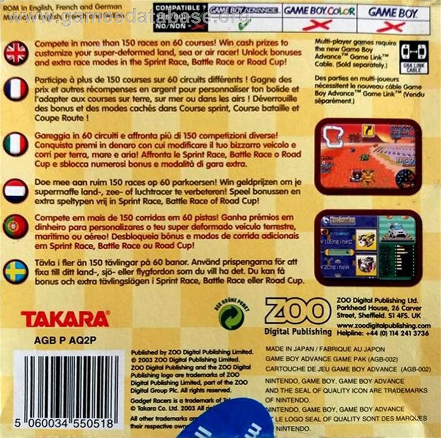 Penny Racers - Nintendo Game Boy Advance - Artwork - Box Back