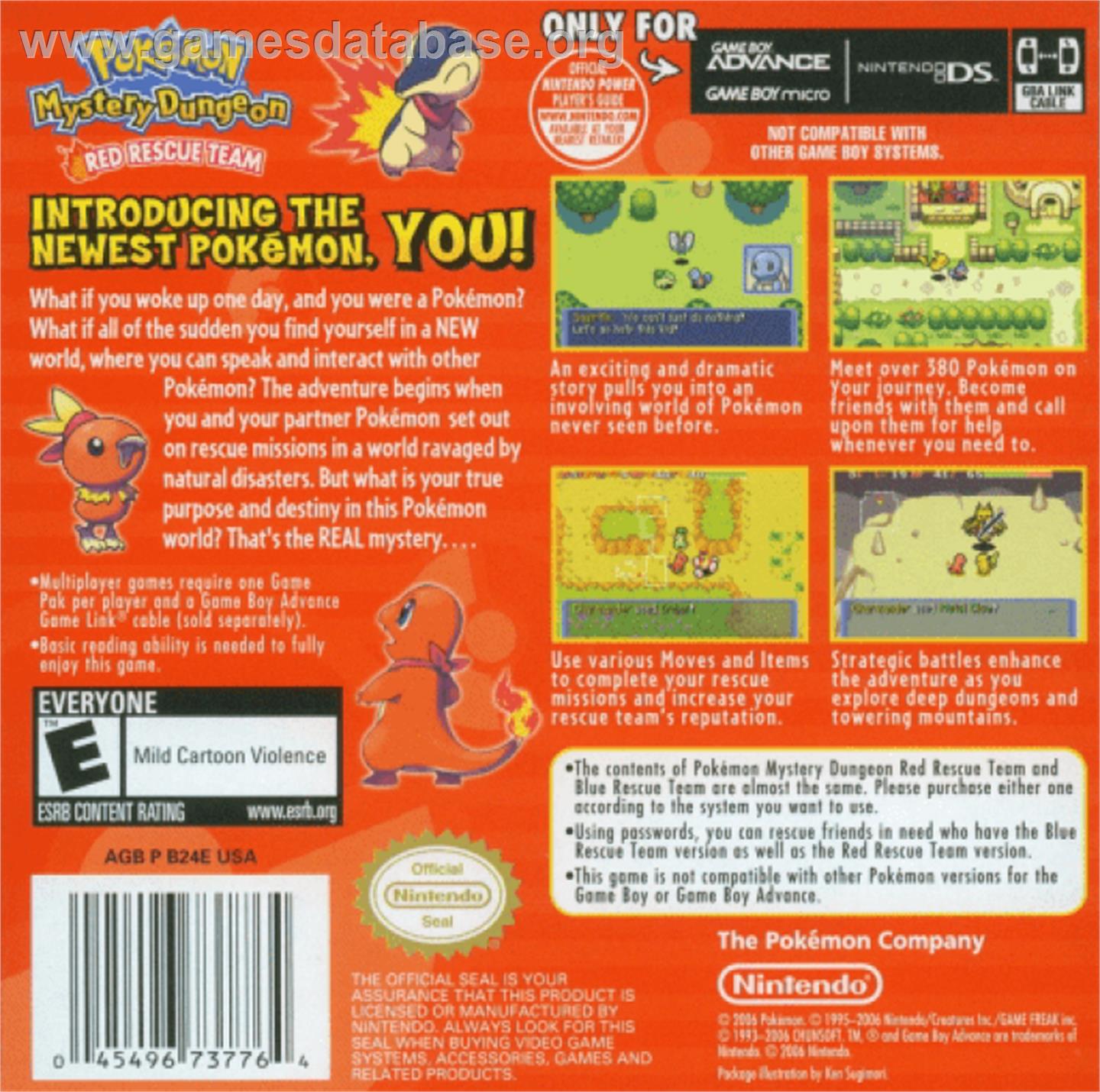 Pokemon Mystery Dungeon: Red Rescue Team - Nintendo Game Boy Advance - Artwork - Box Back