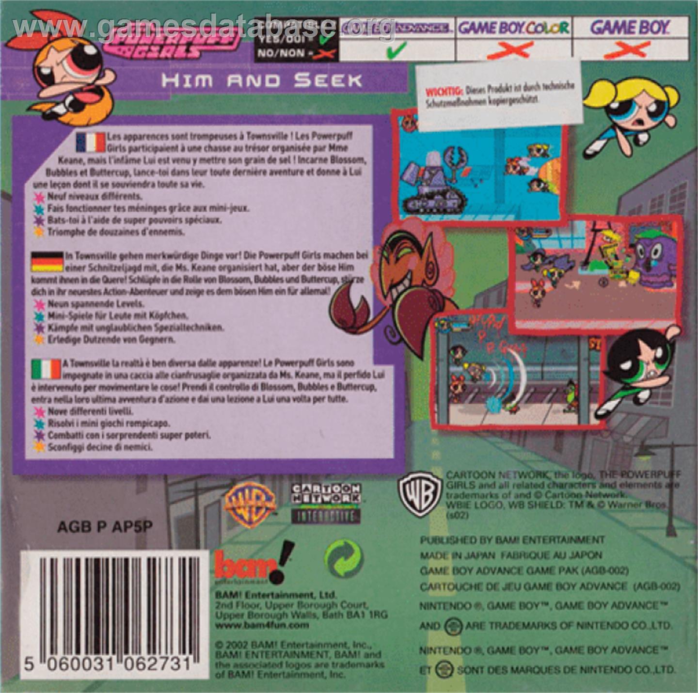 Powerpuff Girls: Him and Seek - Nintendo Game Boy Advance - Artwork - Box Back