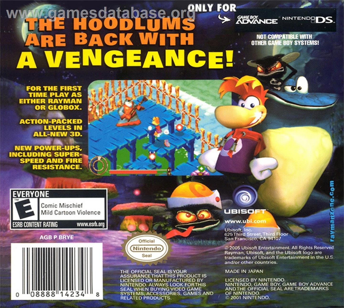 Rayman - Hoodlum's Revenge - Nintendo Game Boy Advance - Artwork - Box Back