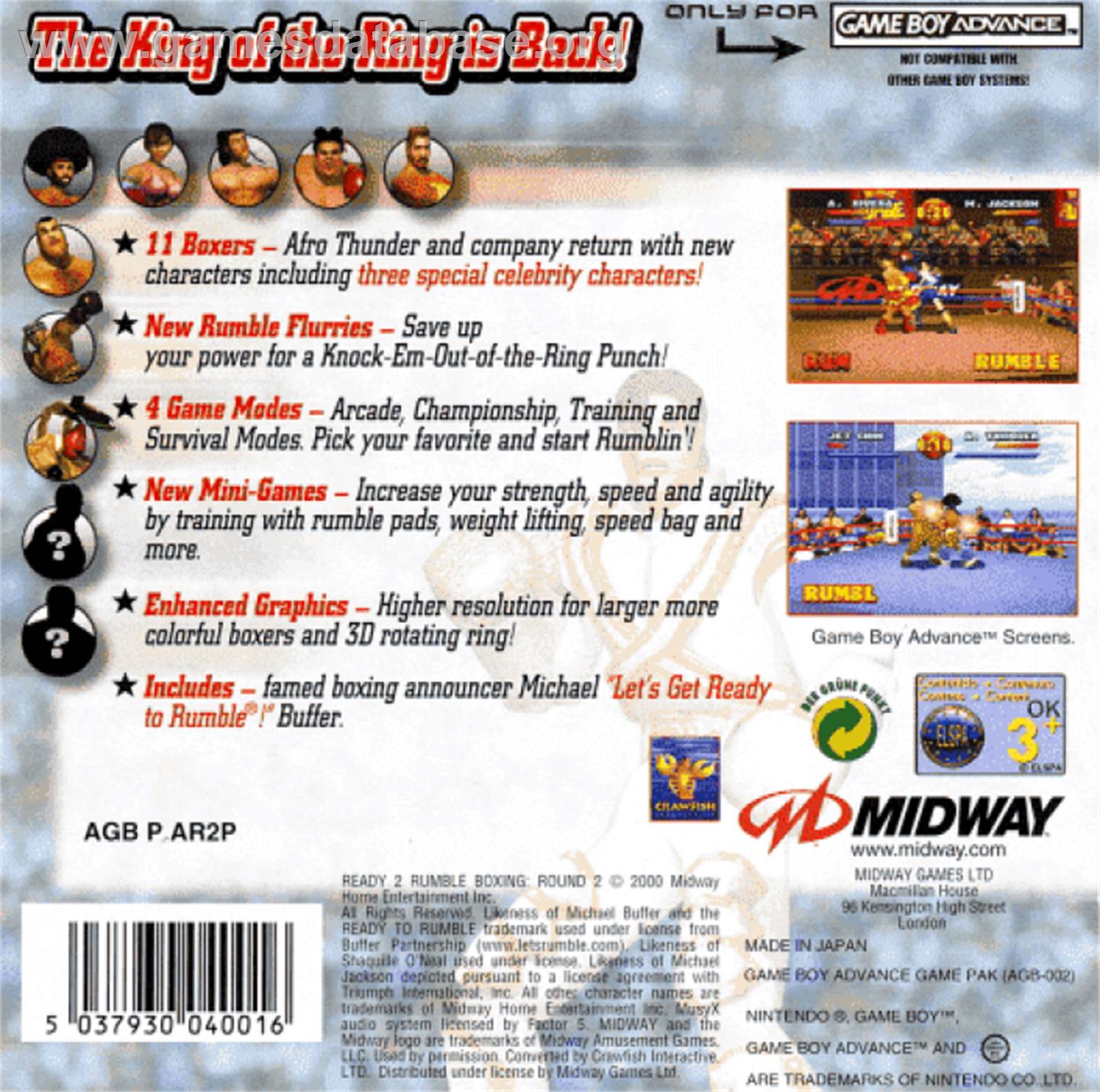 Ready 2 Rumble Boxing: Round 2 - Nintendo Game Boy Advance - Artwork - Box Back