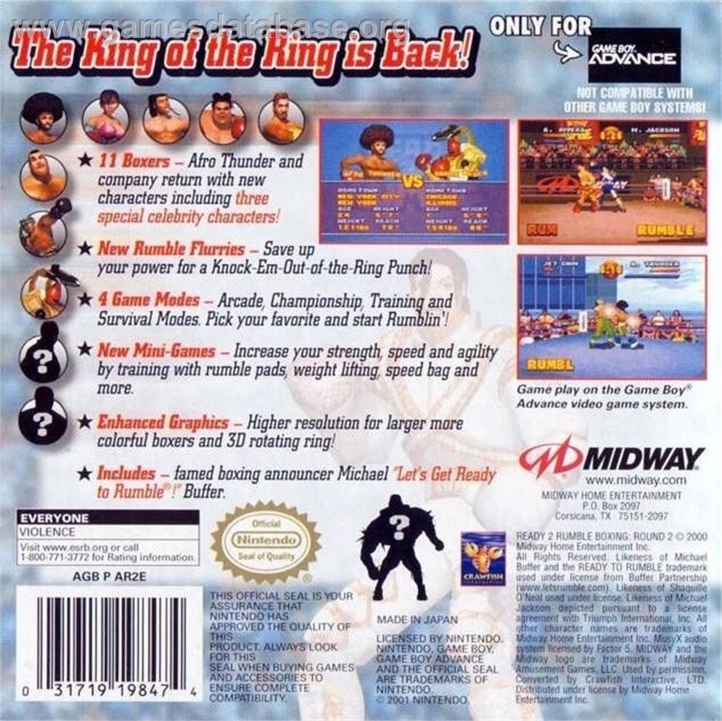 Ready 2 Rumble Boxing Round 2 - Nintendo Game Boy Advance - Artwork - Box Back