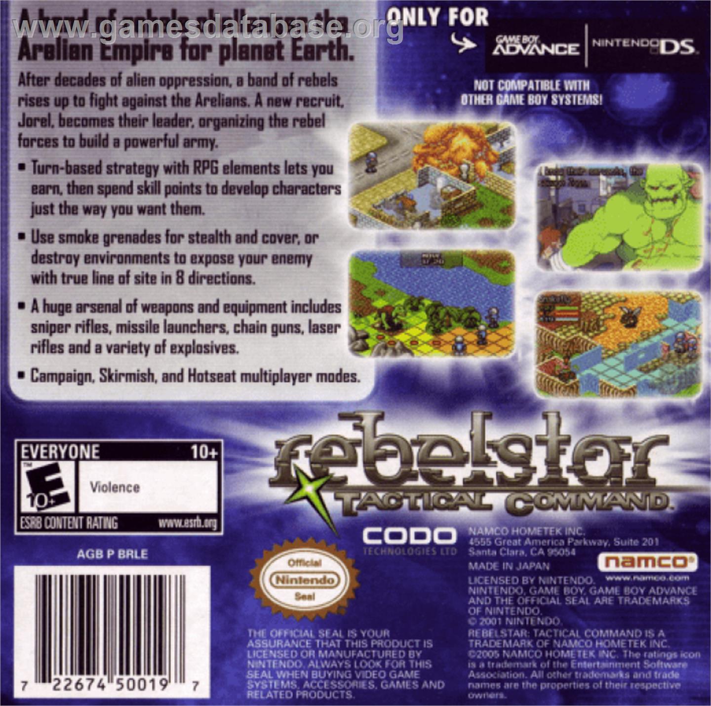 Rebelstar: Tactical Command - Nintendo Game Boy Advance - Artwork - Box Back