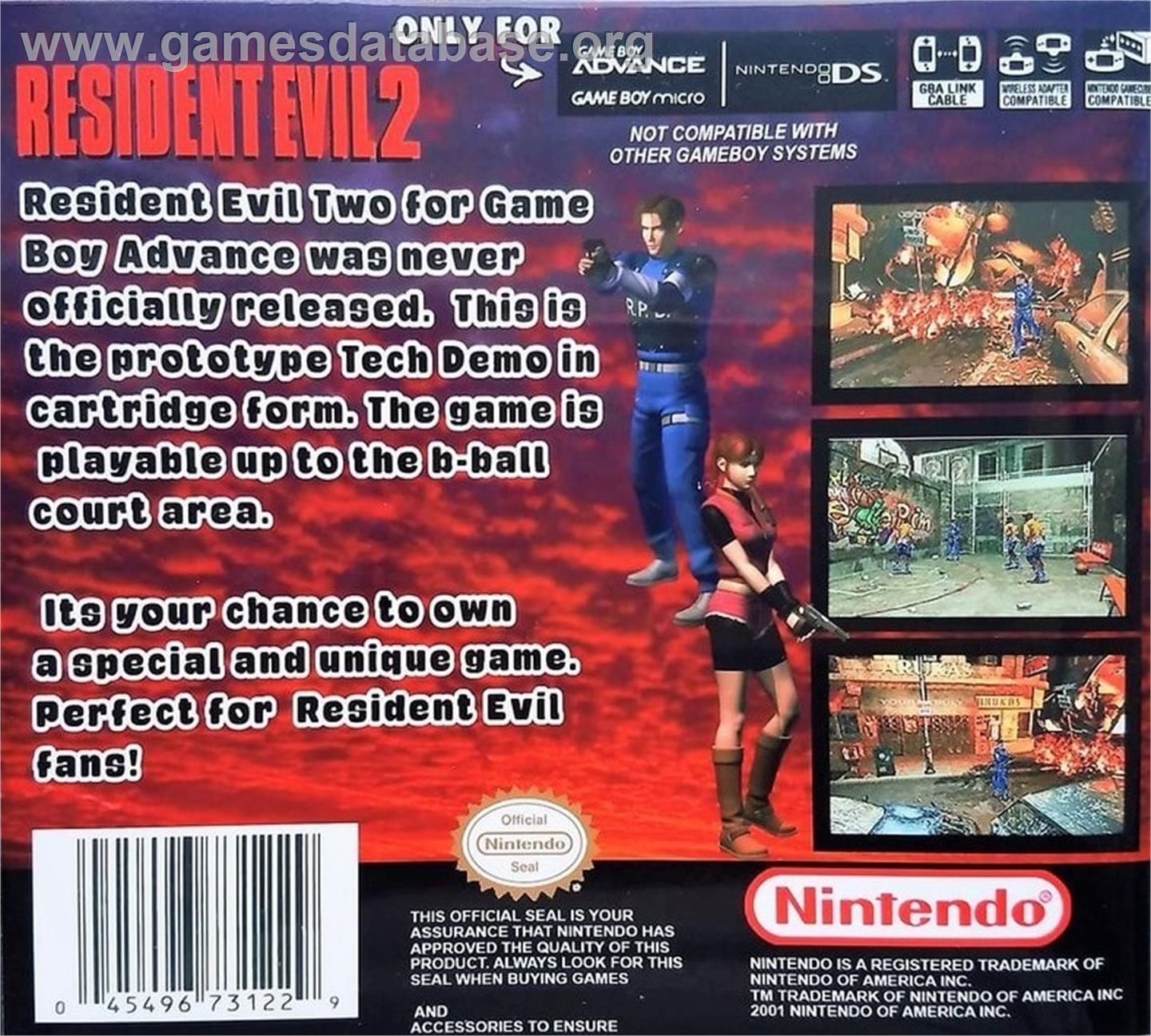 Resident Evil 2 - Nintendo Game Boy Advance - Artwork - Box Back